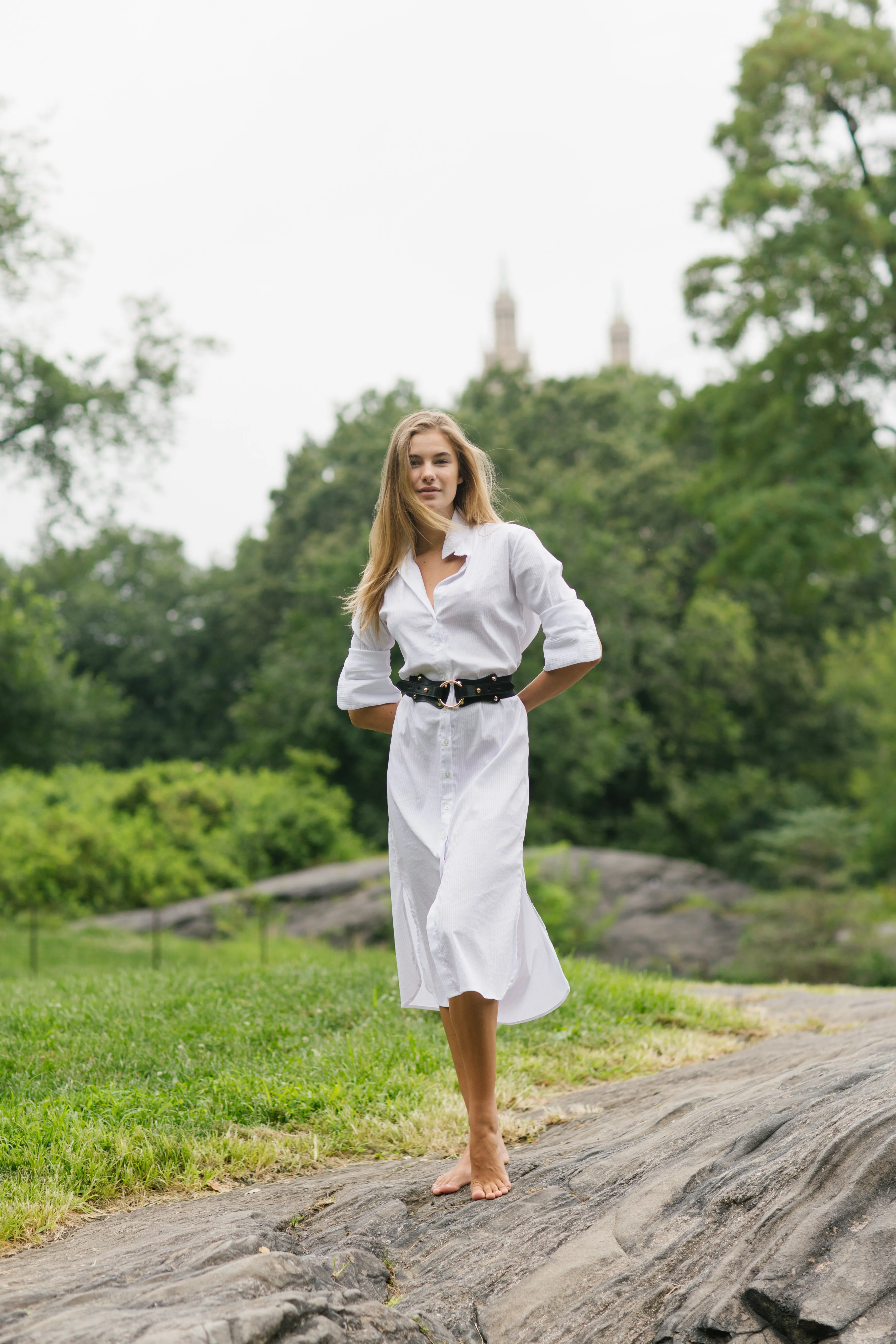 Everyday Dress in Preppy Stripe White/White