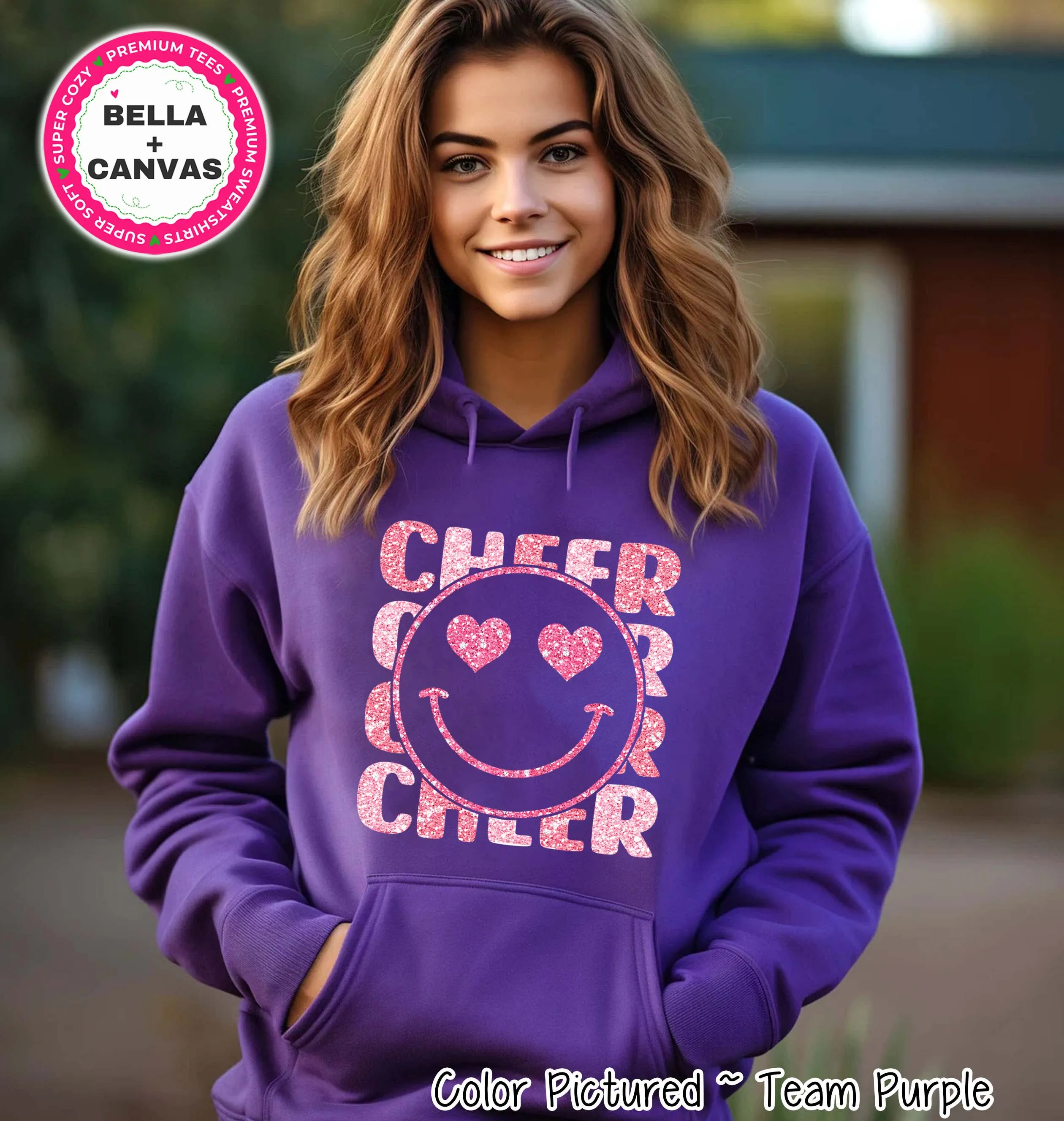 Faux Glitter Cheerleader Smile Preppy Valentine Tee or Sweatshirt