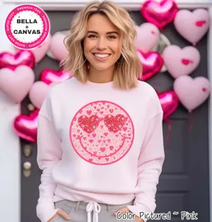 Faux Glitter Heart Eyes Face Preppy Valentine Tee or Sweatshirt