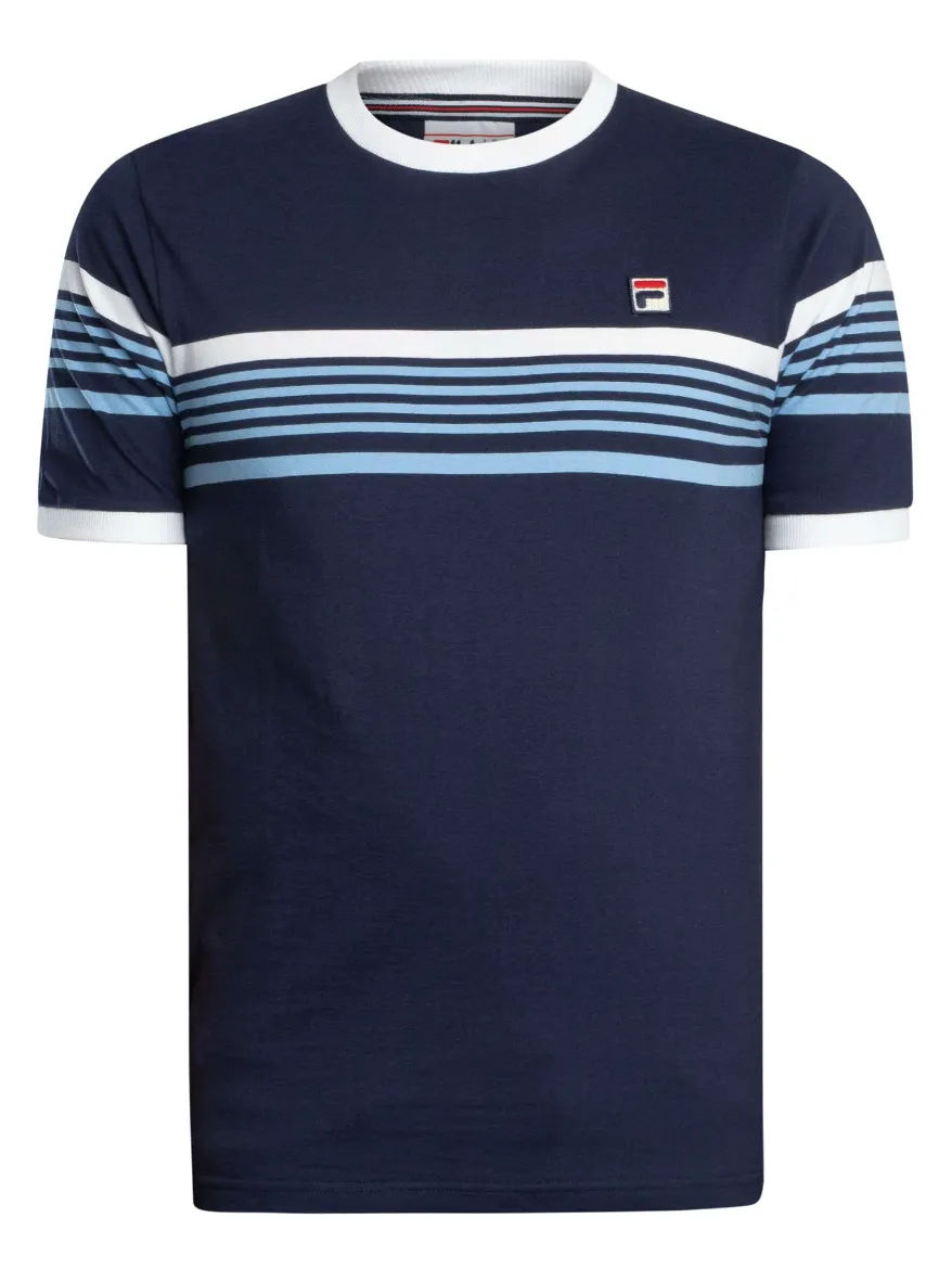 Fila James Yarn Dye Stripe T-Shirt Navy/White/Vista Blue