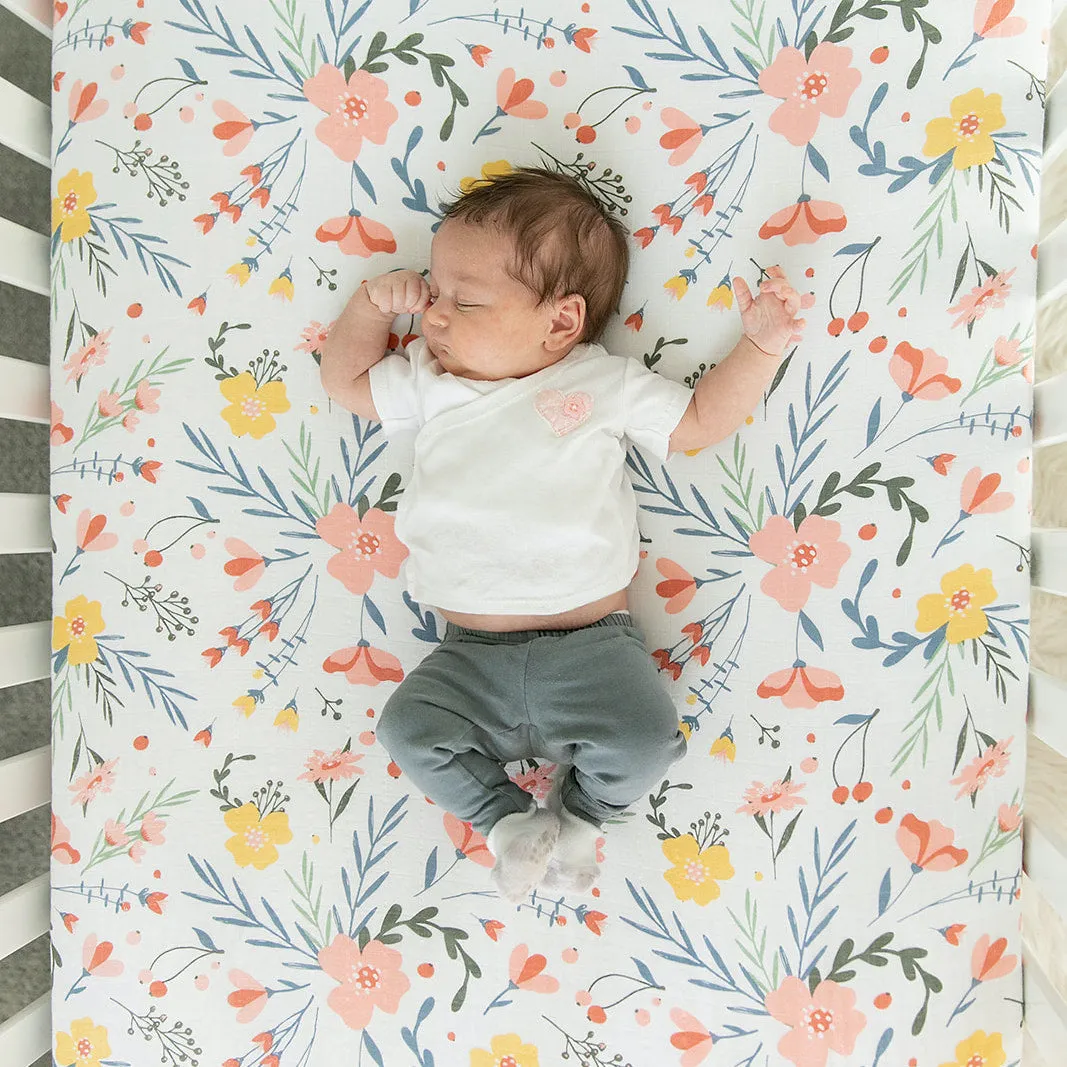 Floral Burst Cotton Crib Sheet