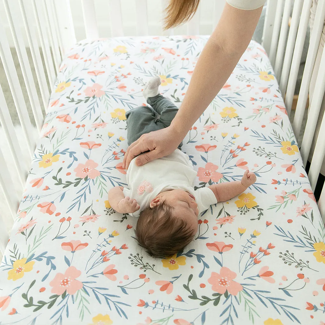 Floral Burst Cotton Crib Sheet