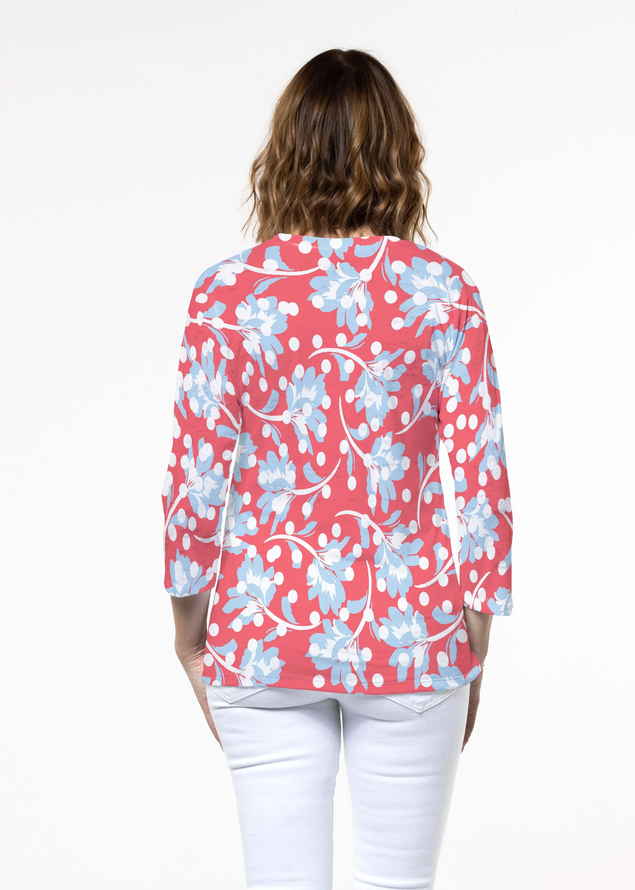Floral Dot Fourth (8006) ~ Signature 3/4 Sleeve Crew Neck Top