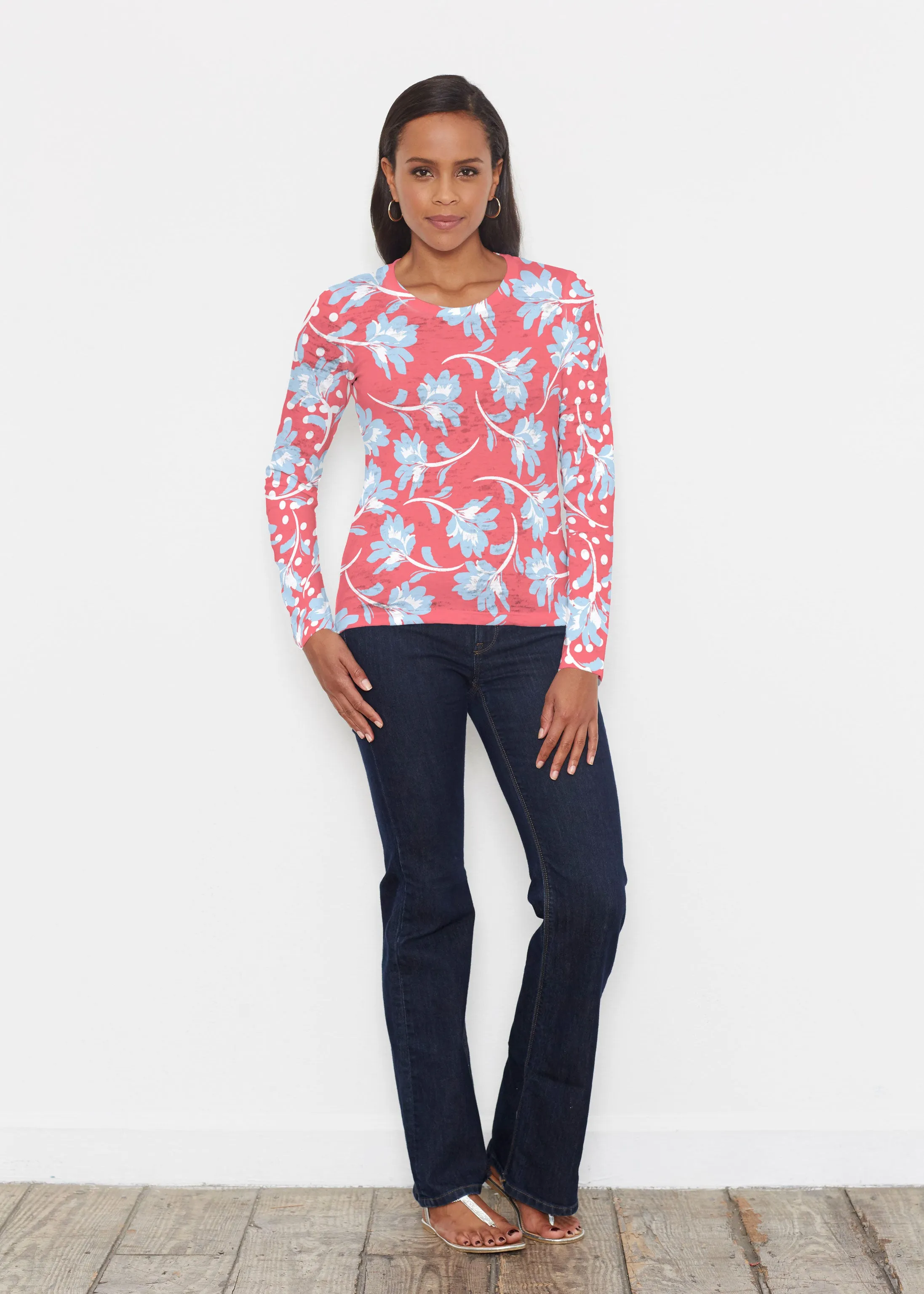 Floral Dot Fourth (8006) ~ Signature Long Sleeve Crew Shirt