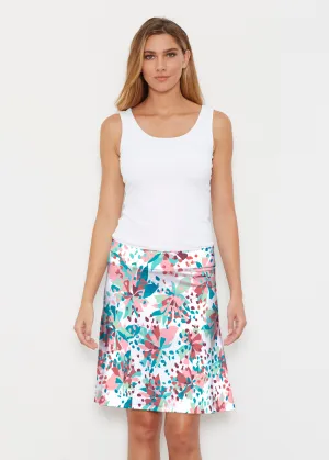Floral Leopard Teal (7838) ~ Silky Brenda Skirt 21 inch