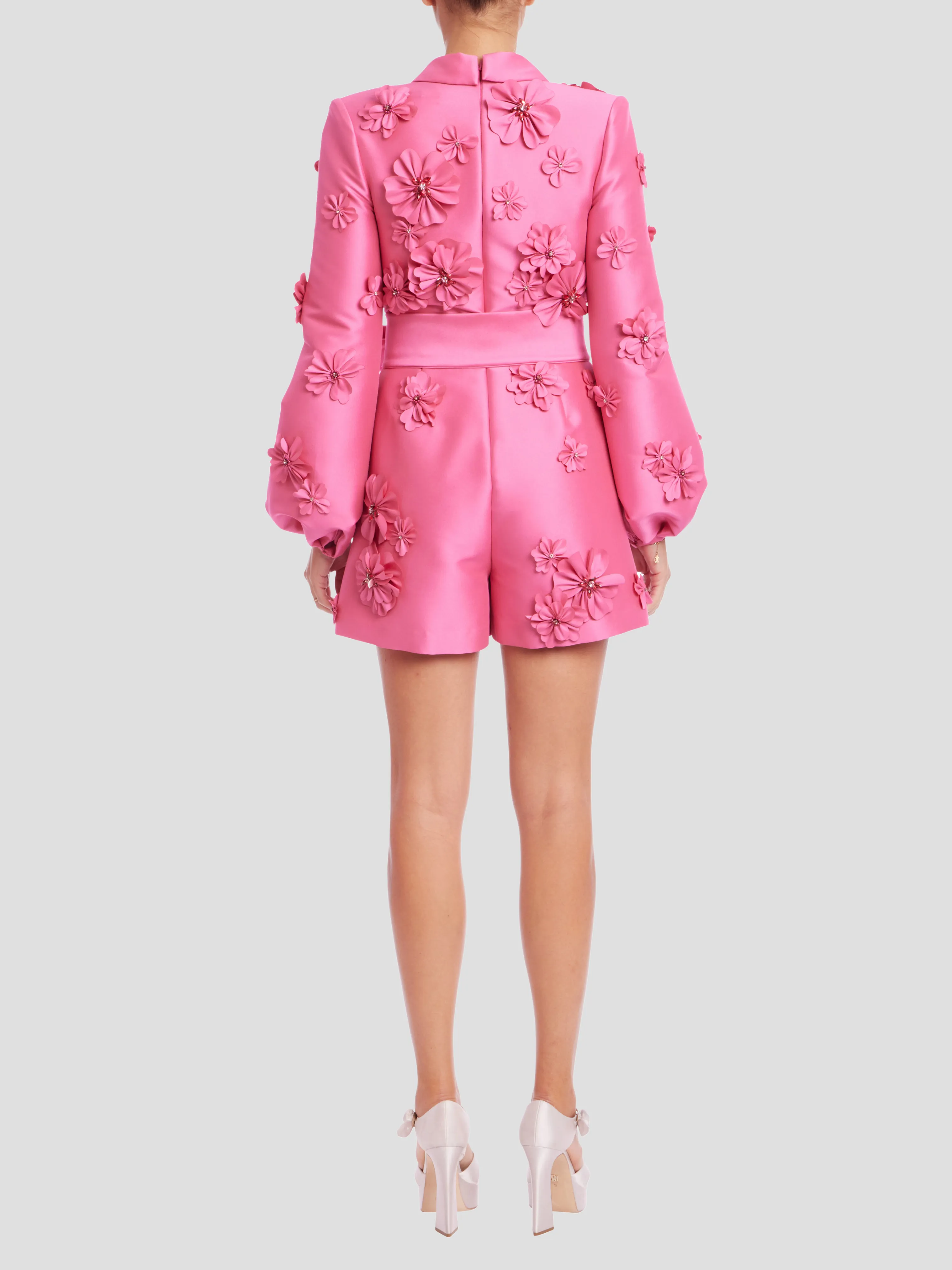 Flower Romper in Hot Fuschia