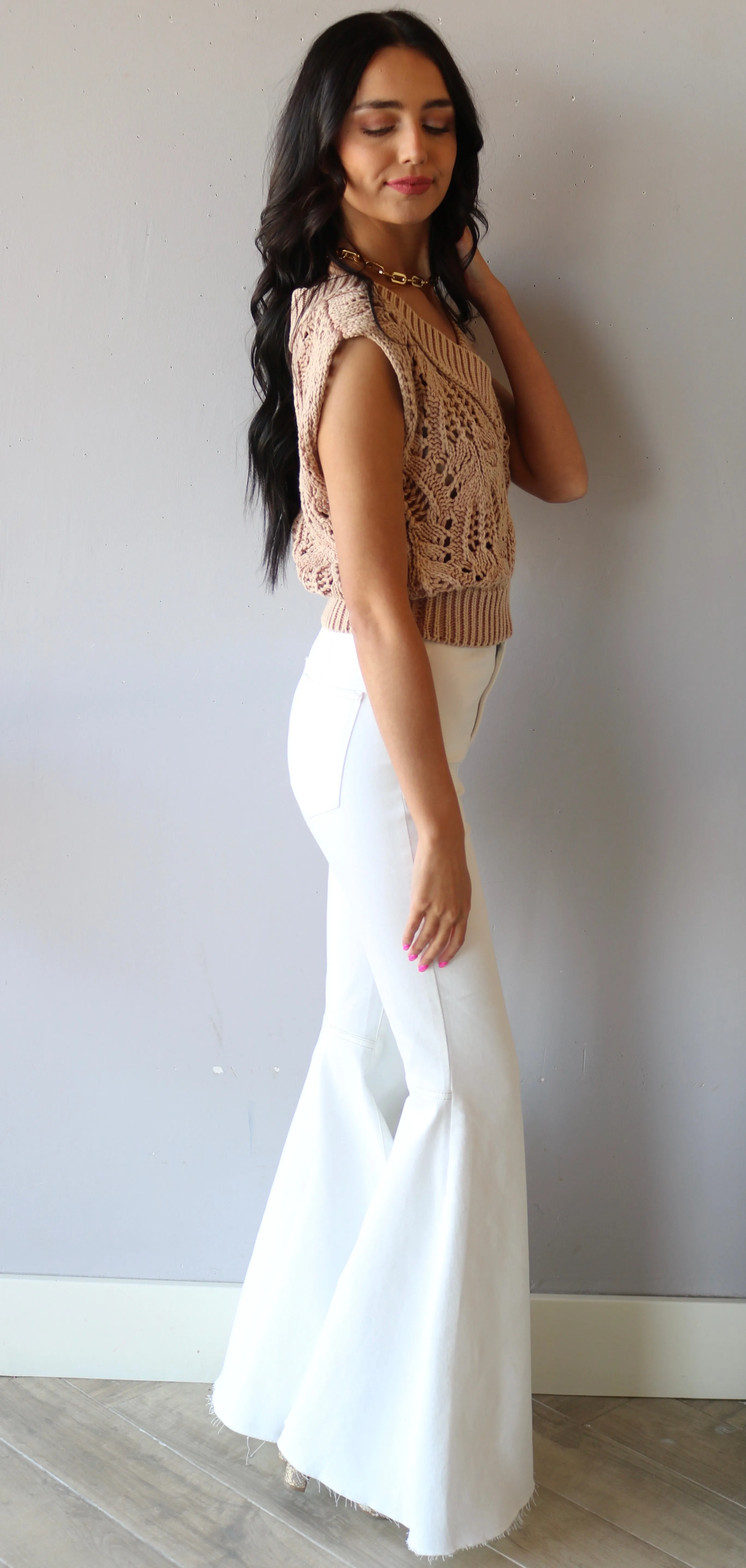 FREE PEOPLE Soft Earth ORCHID Pointelle Knit Vest