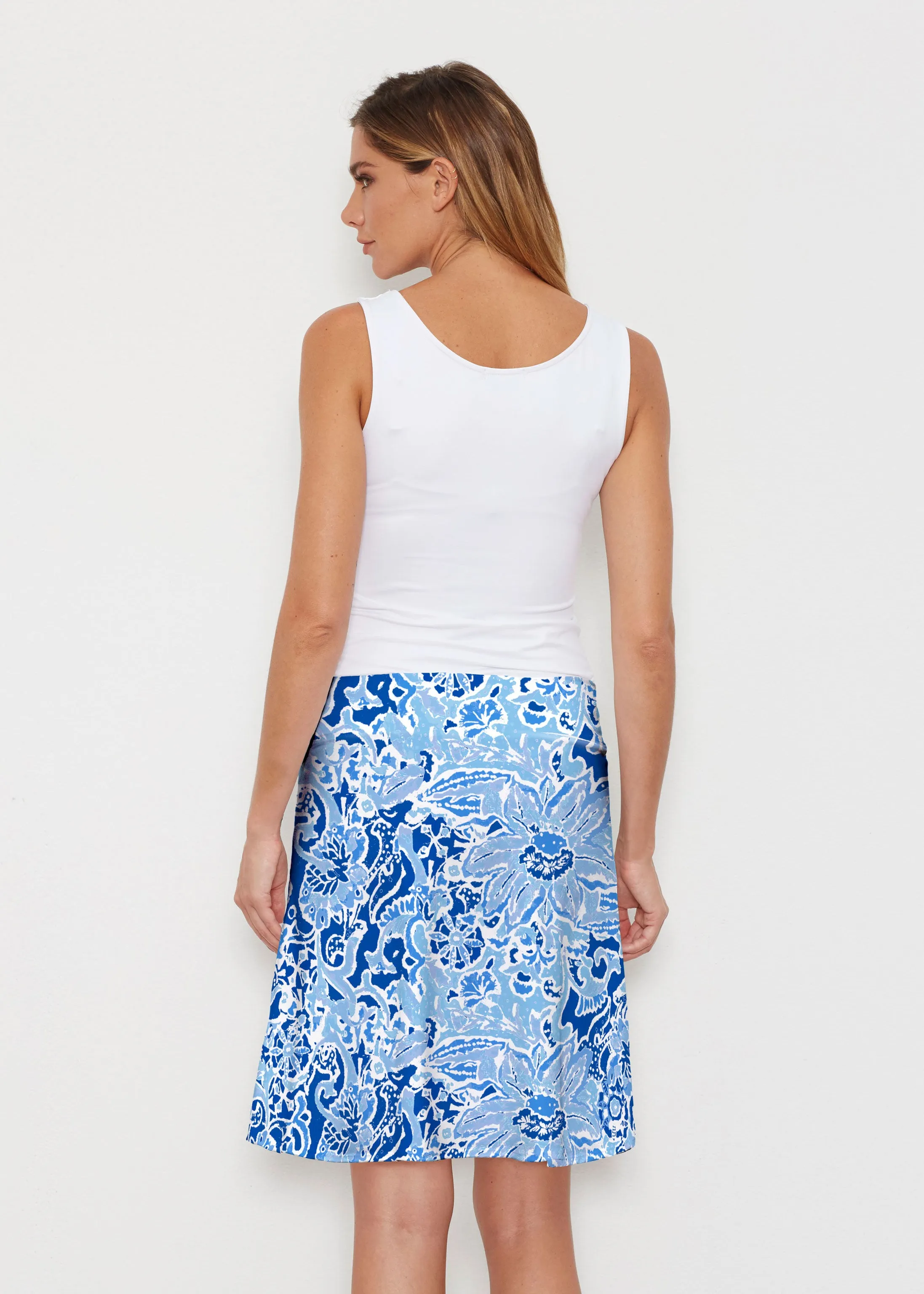 Fusion Blue (2895) ~ Silky Brenda Skirt 21 inch