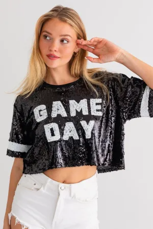 Gameday sequins cropped top in Black