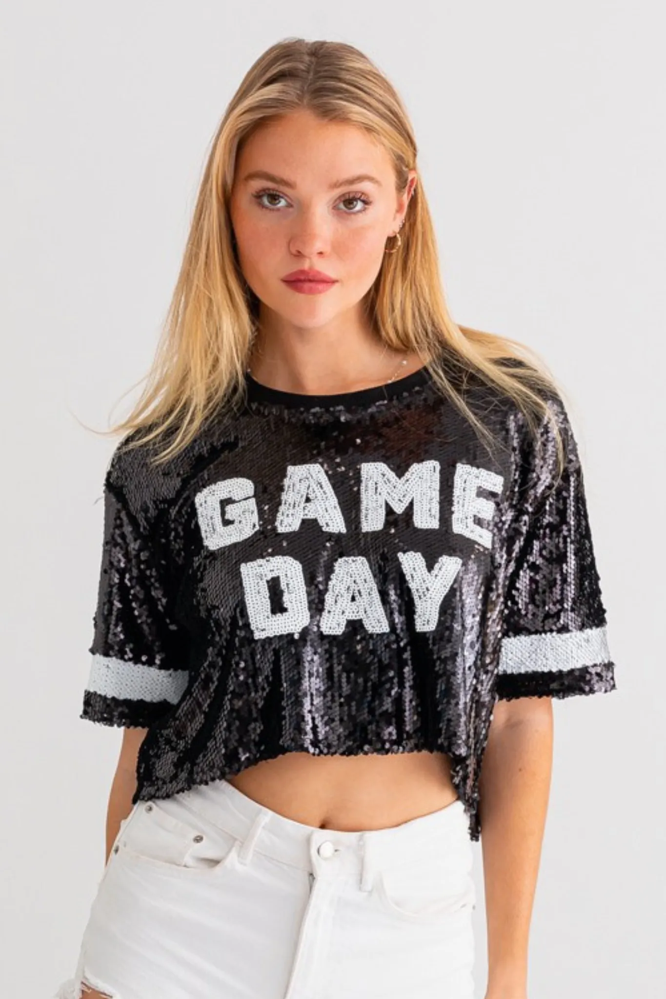 Gameday sequins cropped top in Black