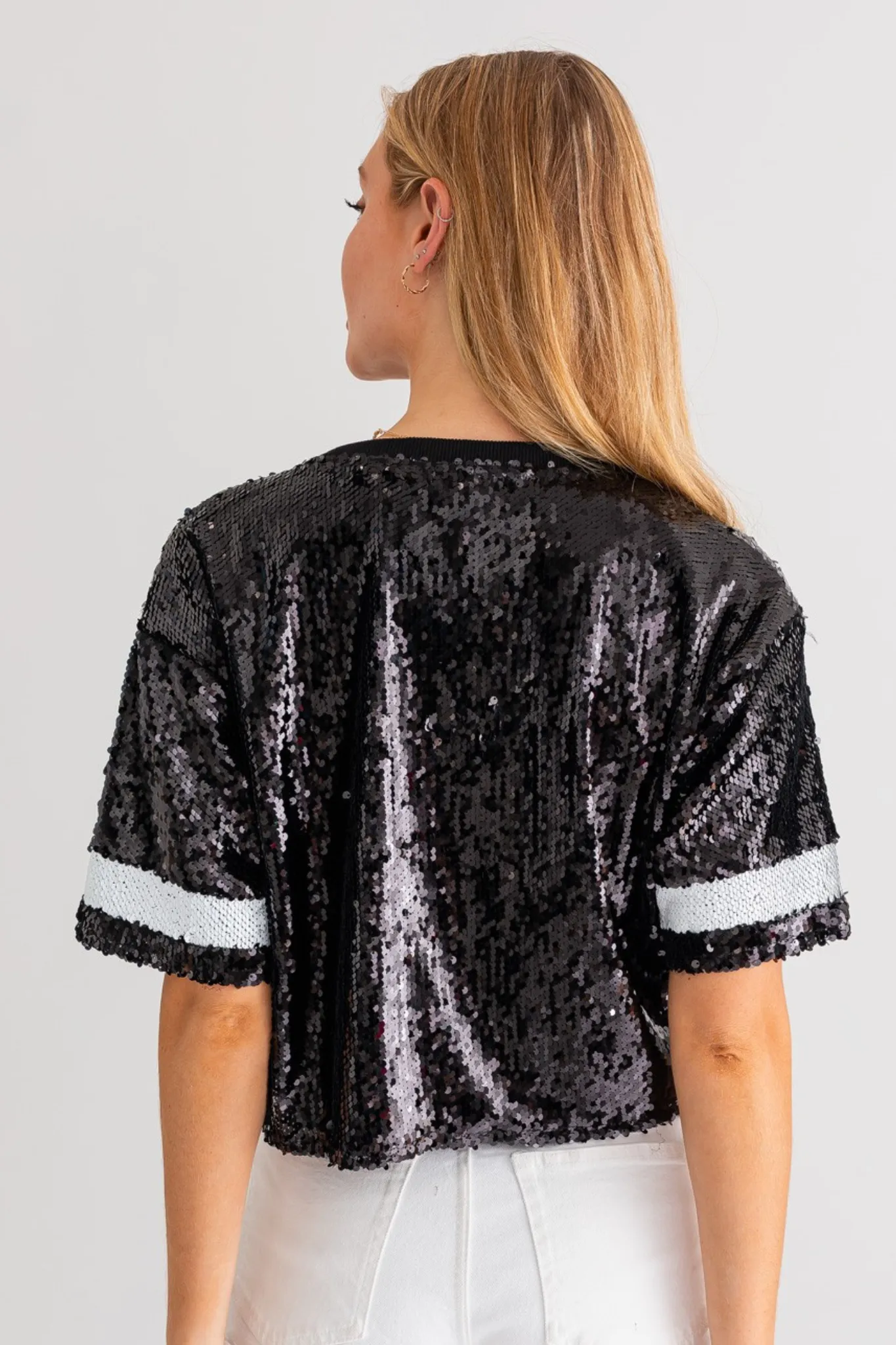 Gameday sequins cropped top in Black