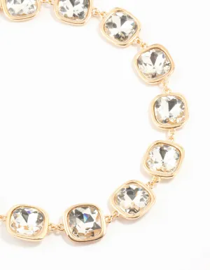 Gold Diamante Round Necklace