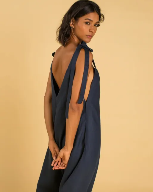 Granadina Linen Jumper - Navy Blue