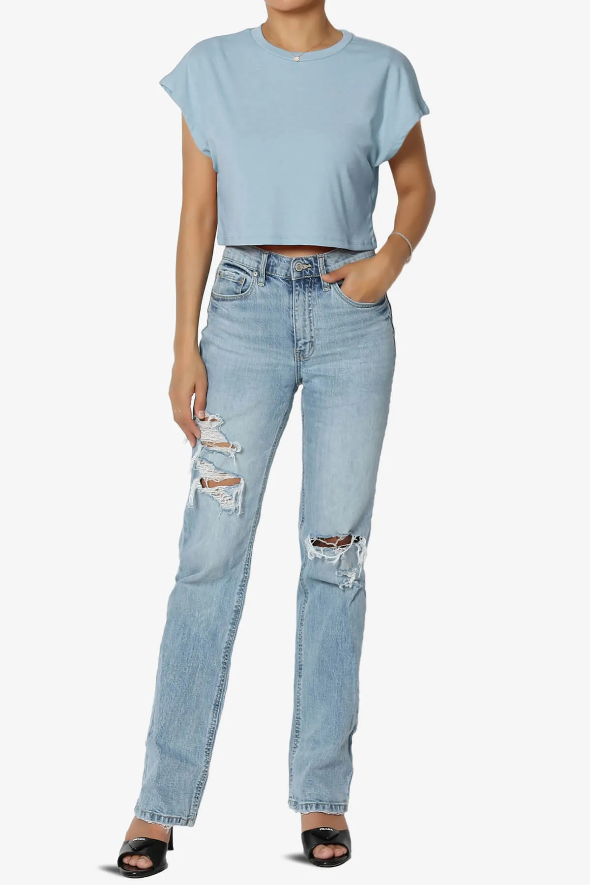 Graya Crew Neck Short Sleeve Crop Tee