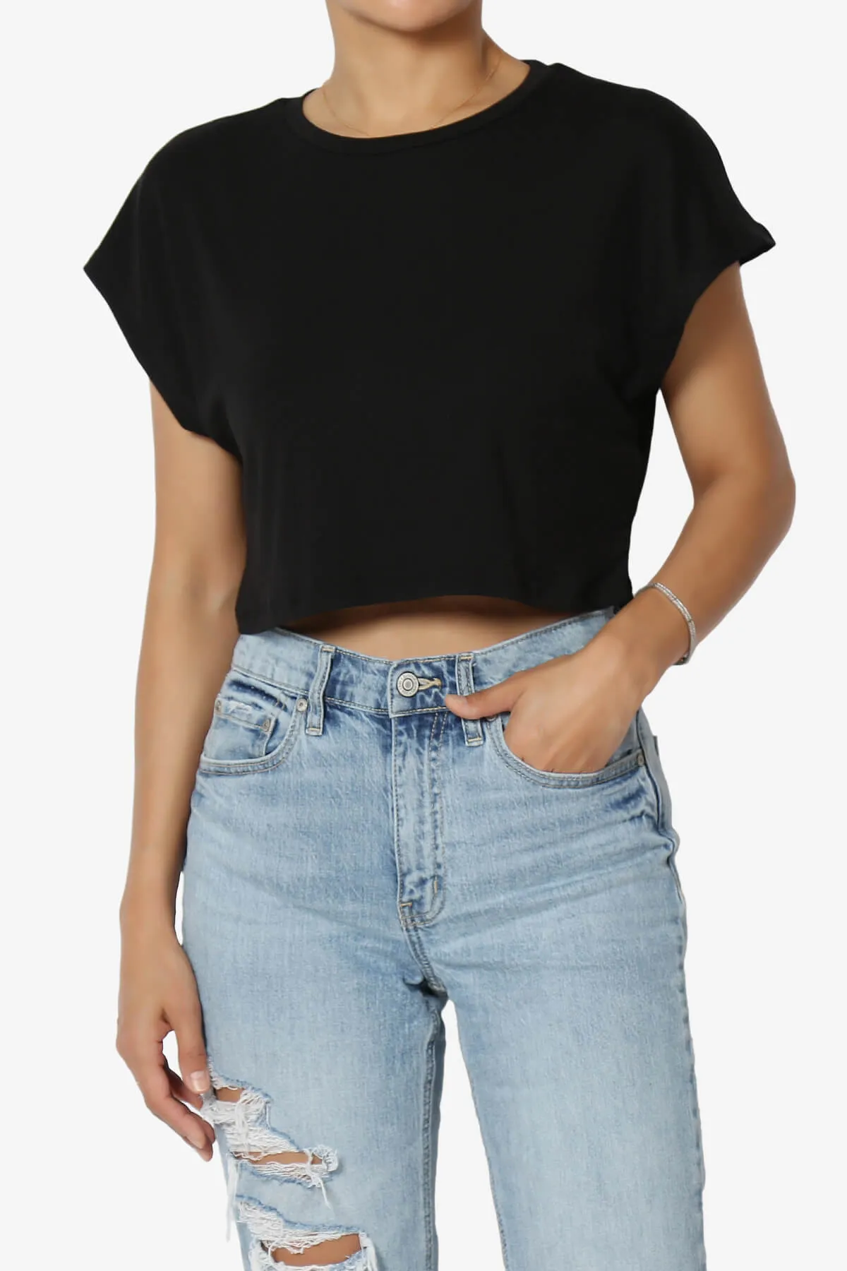 Graya Crew Neck Short Sleeve Crop Tee