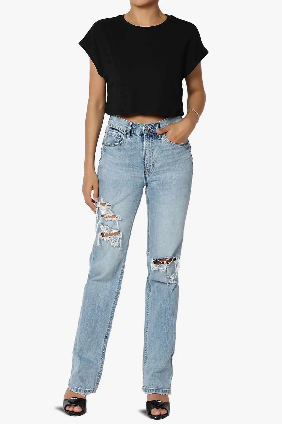 Graya Crew Neck Short Sleeve Crop Tee