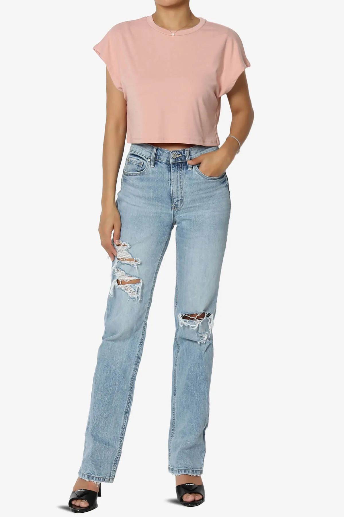 Graya Crew Neck Short Sleeve Crop Tee