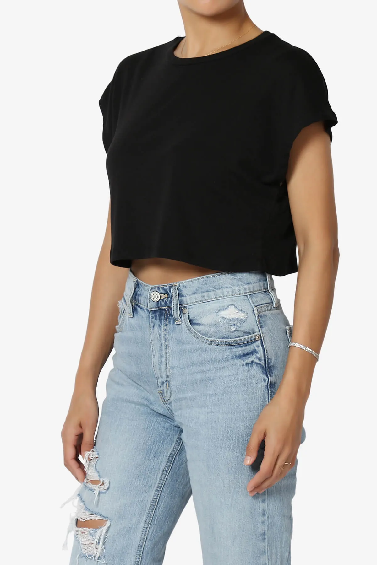 Graya Crew Neck Short Sleeve Crop Tee