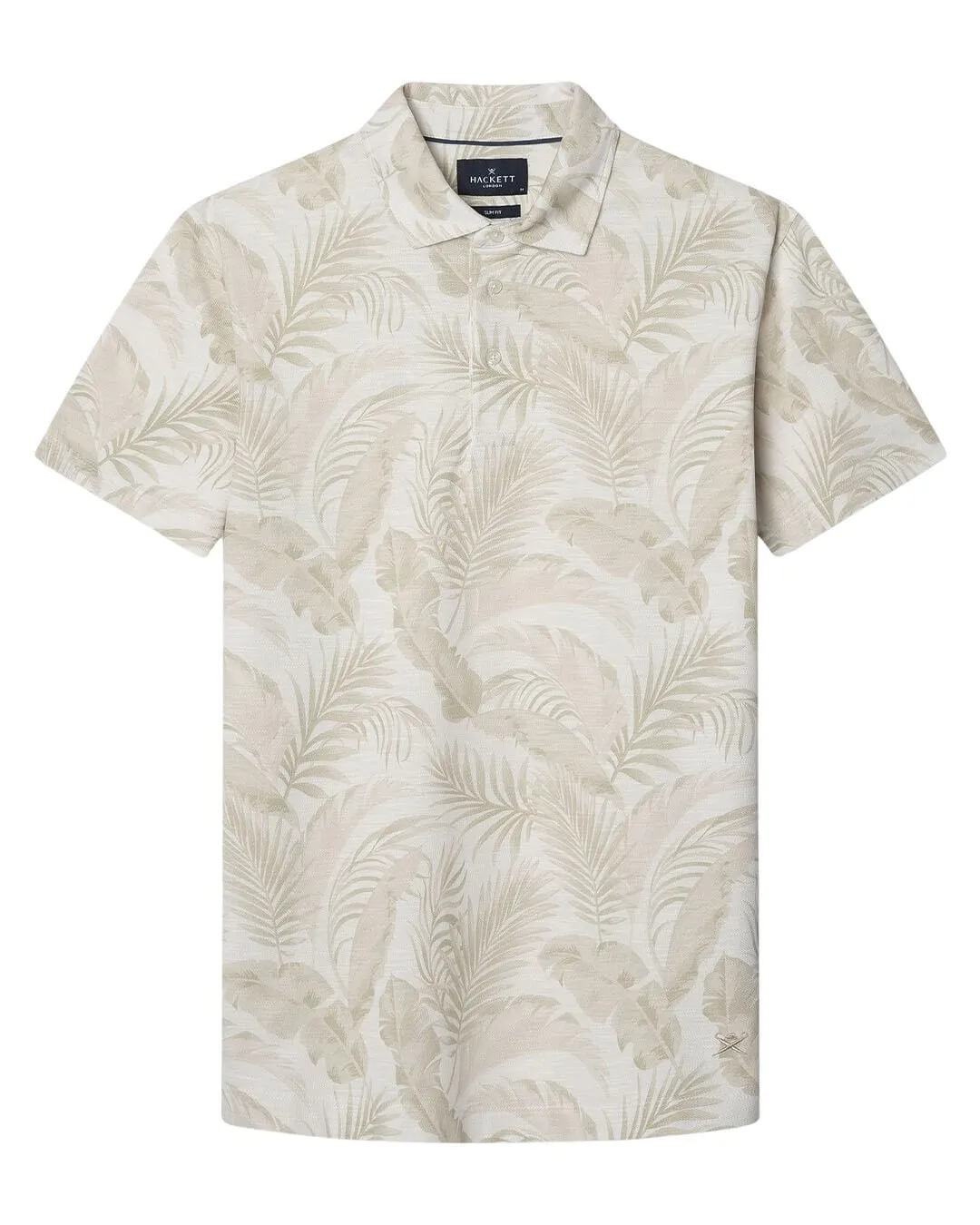Hackett Linen Beige Palm Allover Print Polo