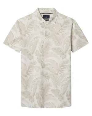 Hackett Linen Beige Palm Allover Print Polo