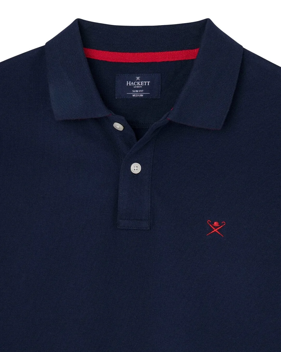 Hackett Navy Logo Long Sleeved Slim Fit Polo Shirt