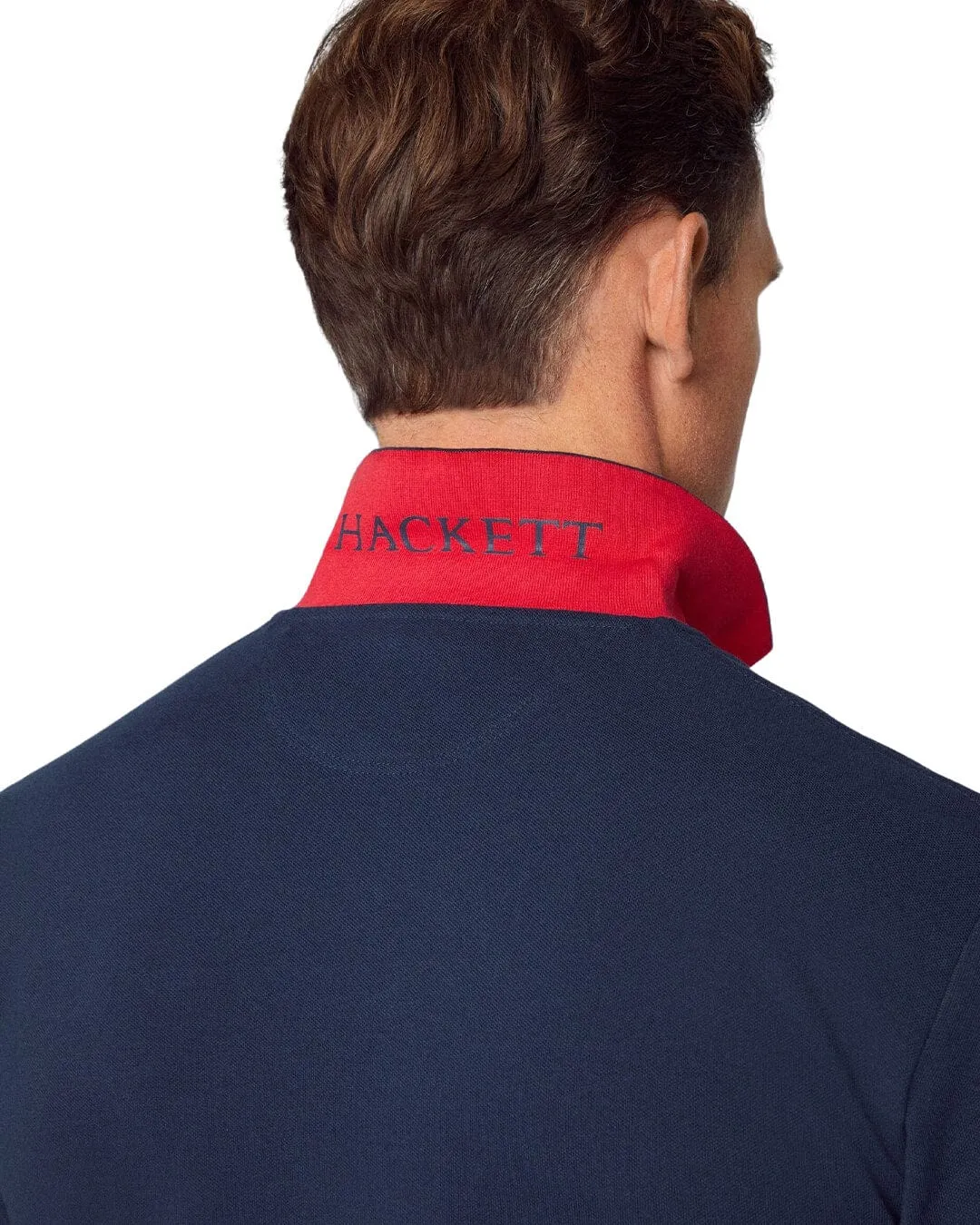 Hackett Navy Logo Long Sleeved Slim Fit Polo Shirt