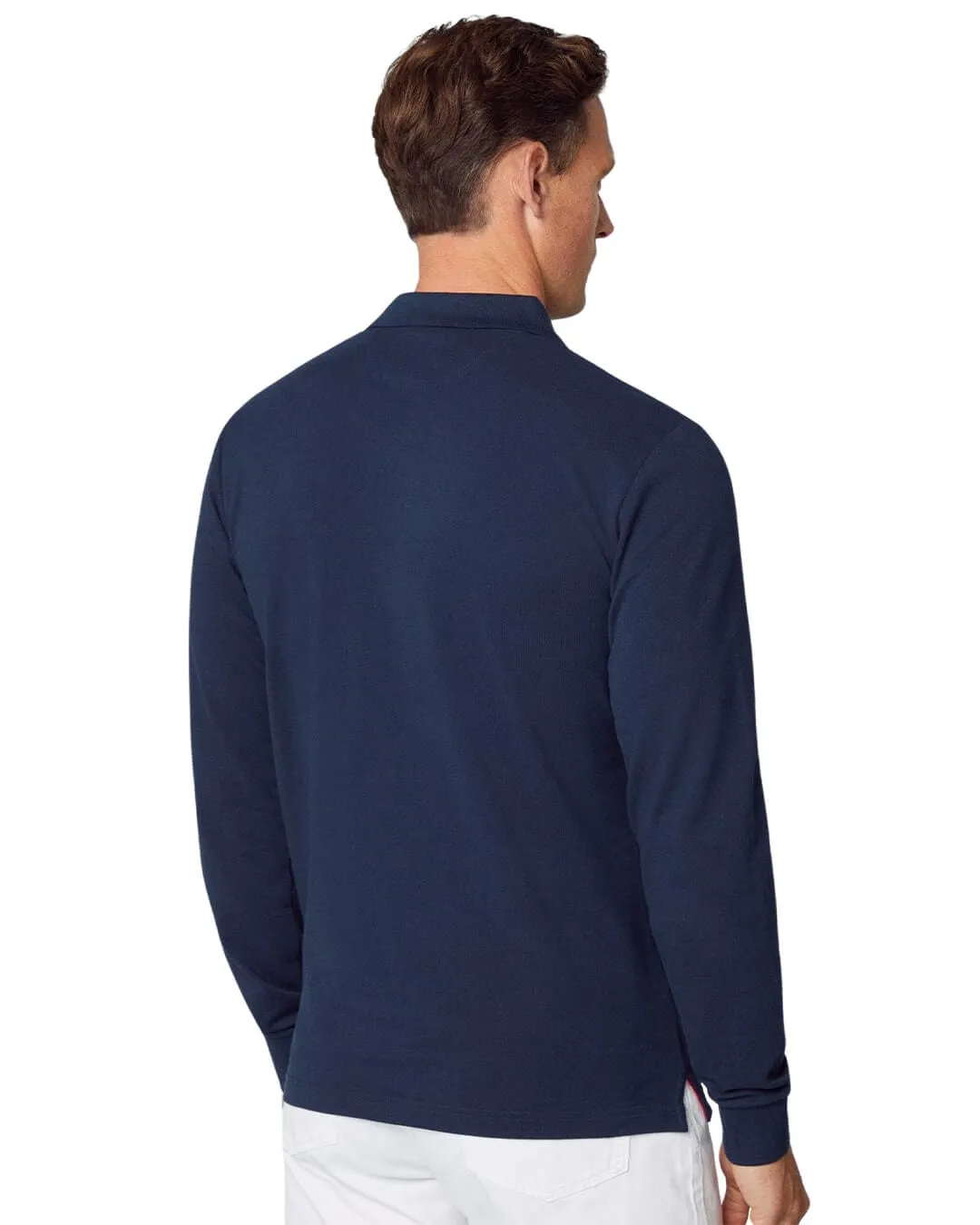 Hackett Navy Logo Long Sleeved Slim Fit Polo Shirt