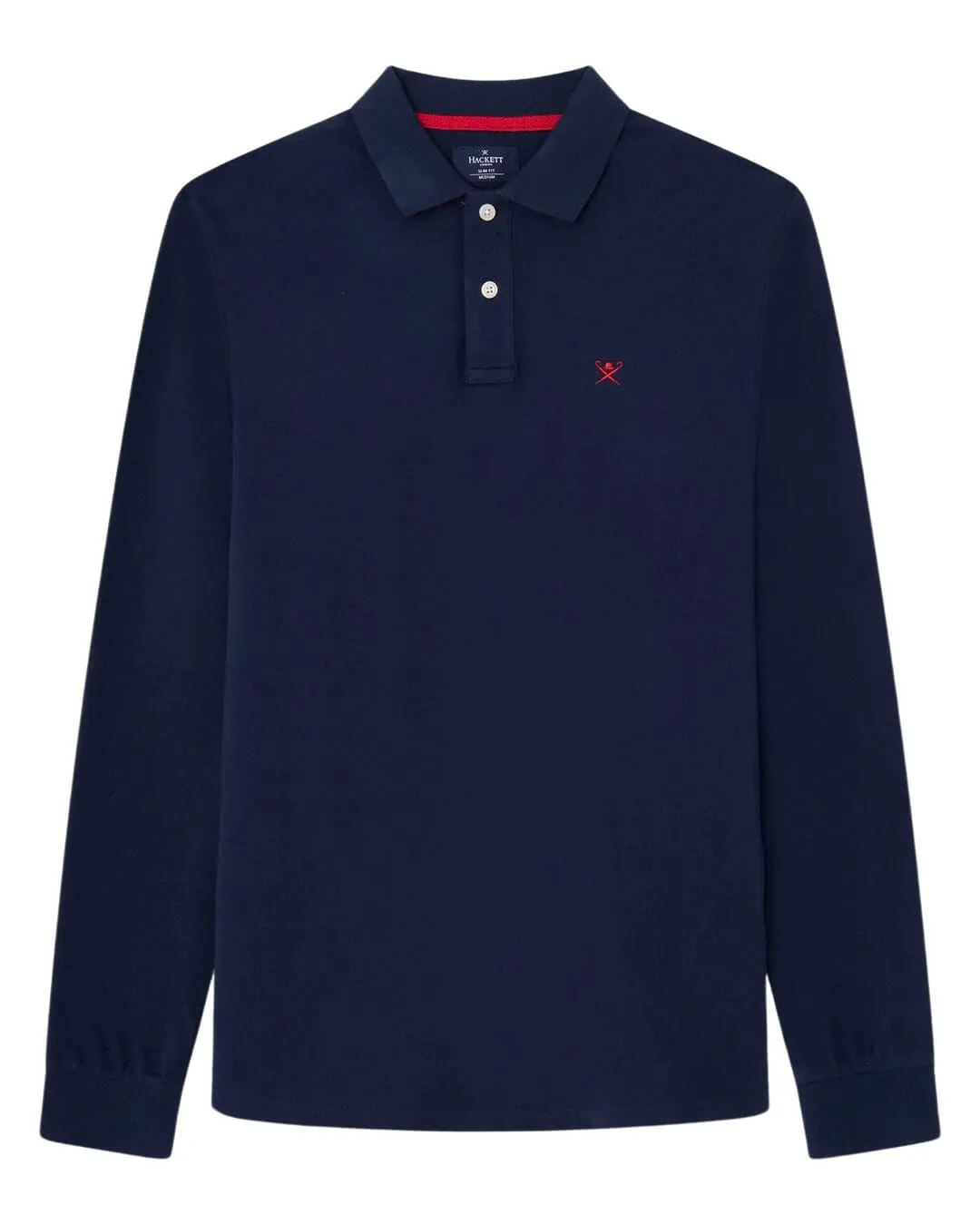 Hackett Navy Logo Long Sleeved Slim Fit Polo Shirt