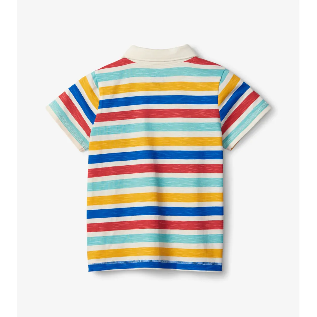 Hatley Preppy Nautical Stripes Polo - Sea Salt