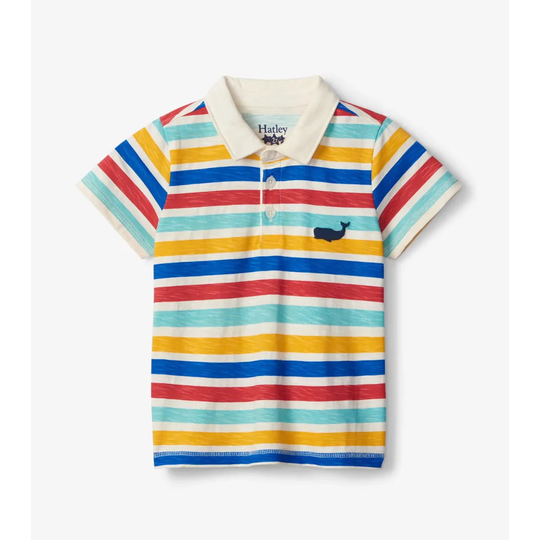 Hatley Preppy Nautical Stripes Polo - Sea Salt