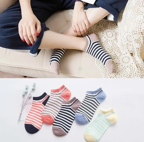 High Quality Cute Striped Women Casual Cotton Socks