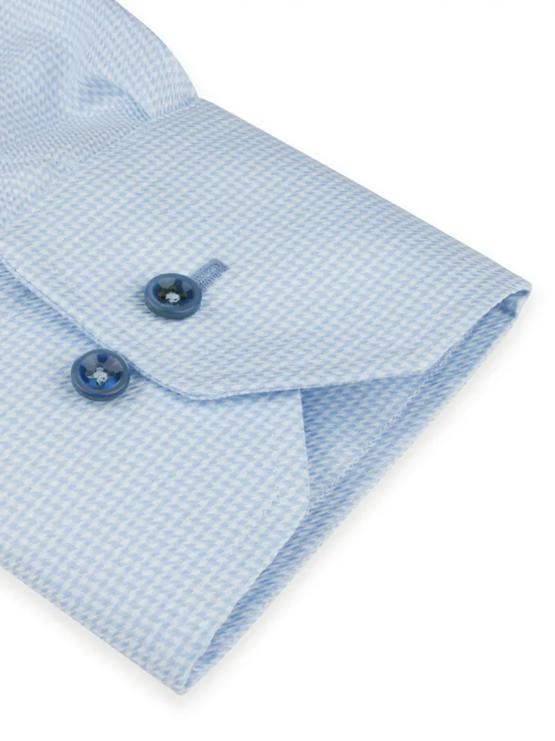 Houndstooth Twill Shirt  - Blue