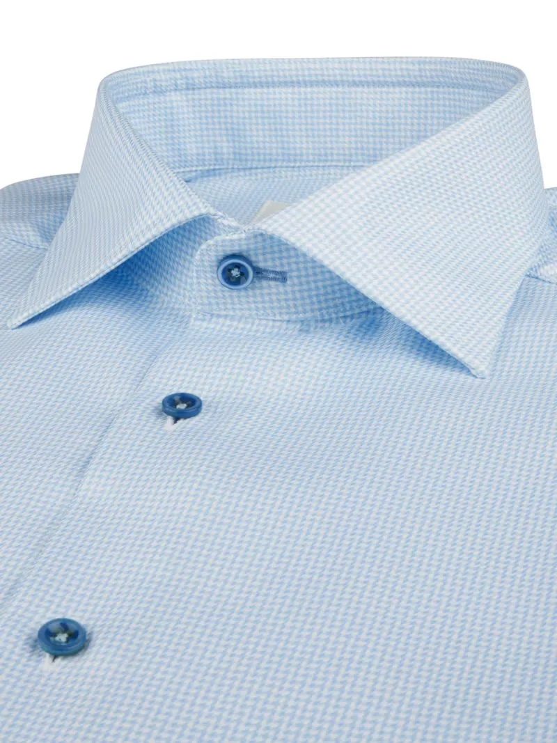 Houndstooth Twill Shirt  - Blue