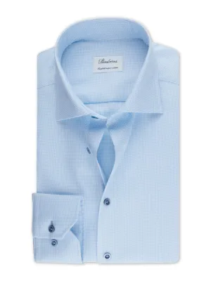 Houndstooth Twill Shirt  - Blue