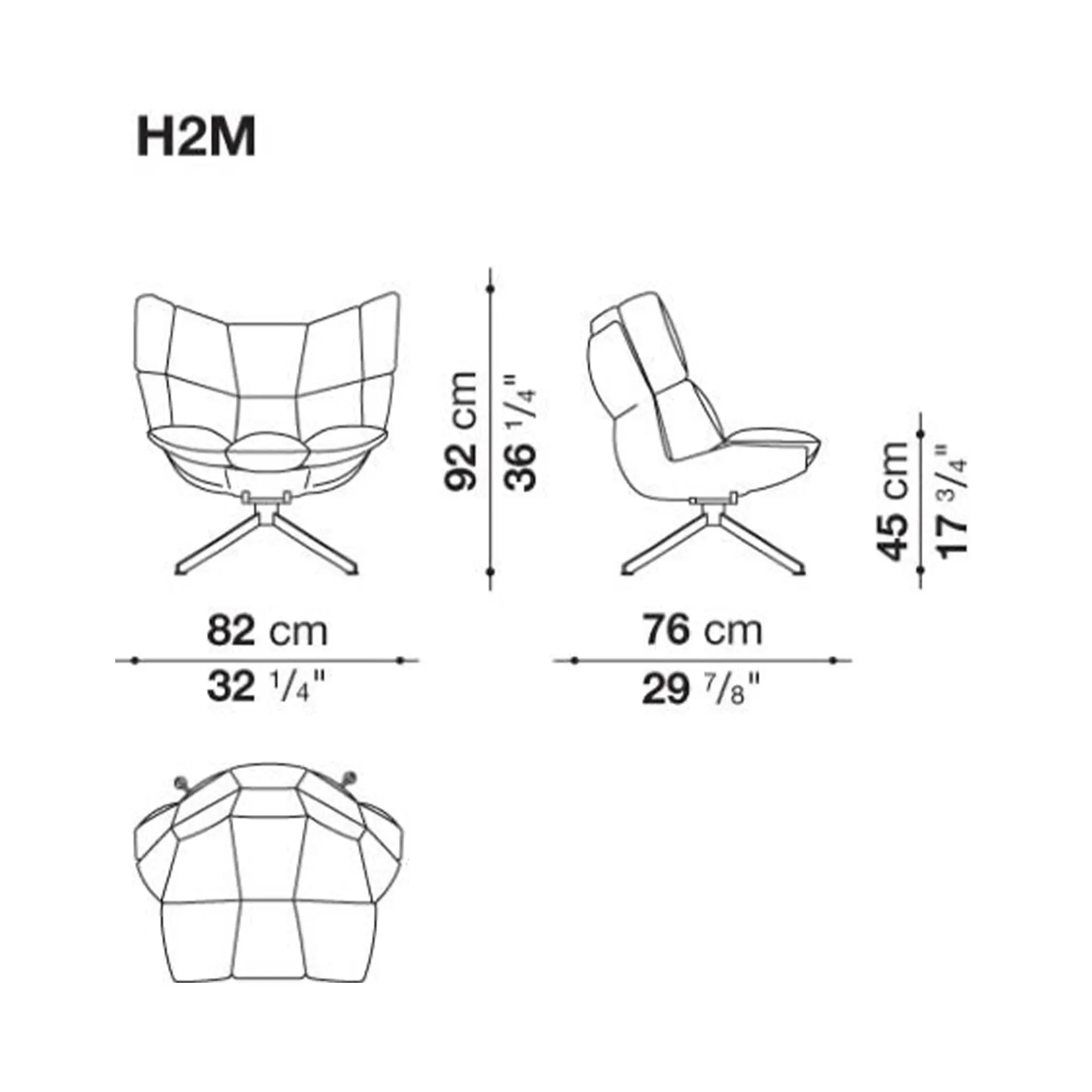 Husk - Armchair with Snug Sides 82cm (H2M)