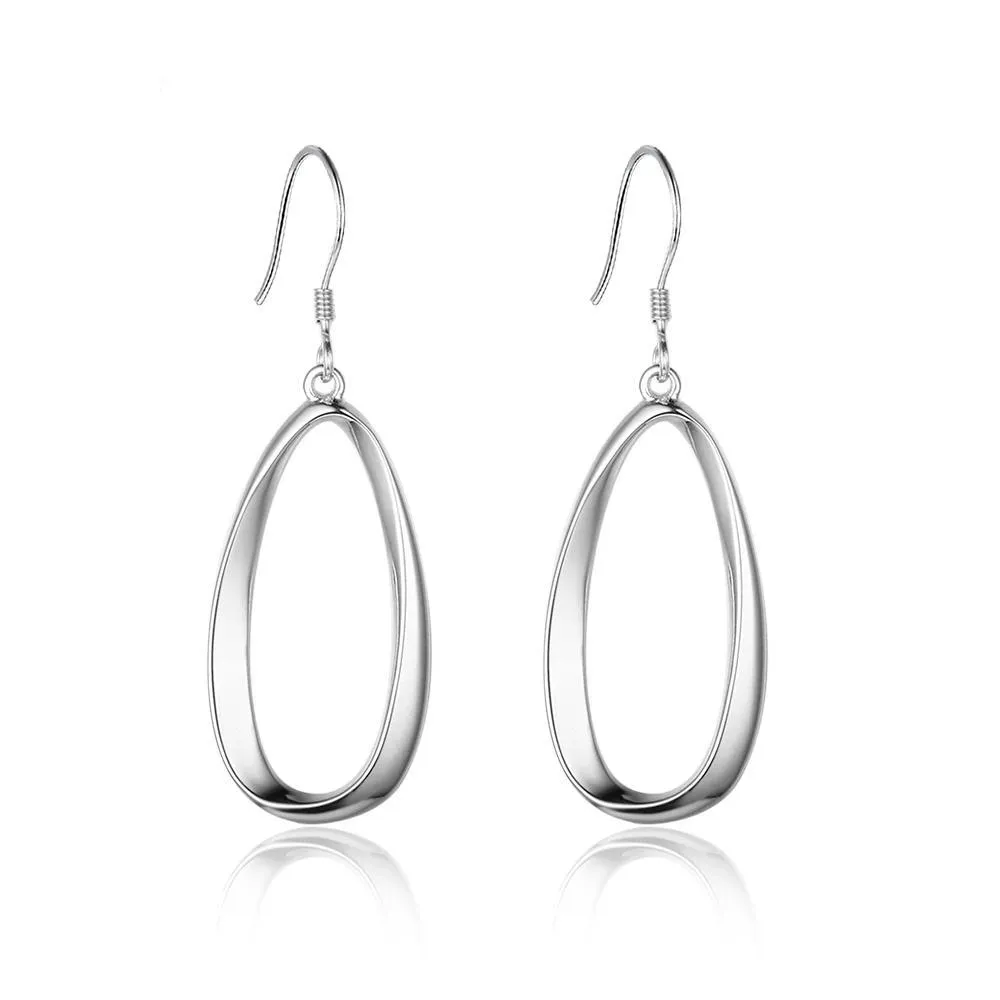 Irregular Elliptical Hollow Exaggerated Drop Earrings For Women 925 Sterling Silver Party Jewelry Gift