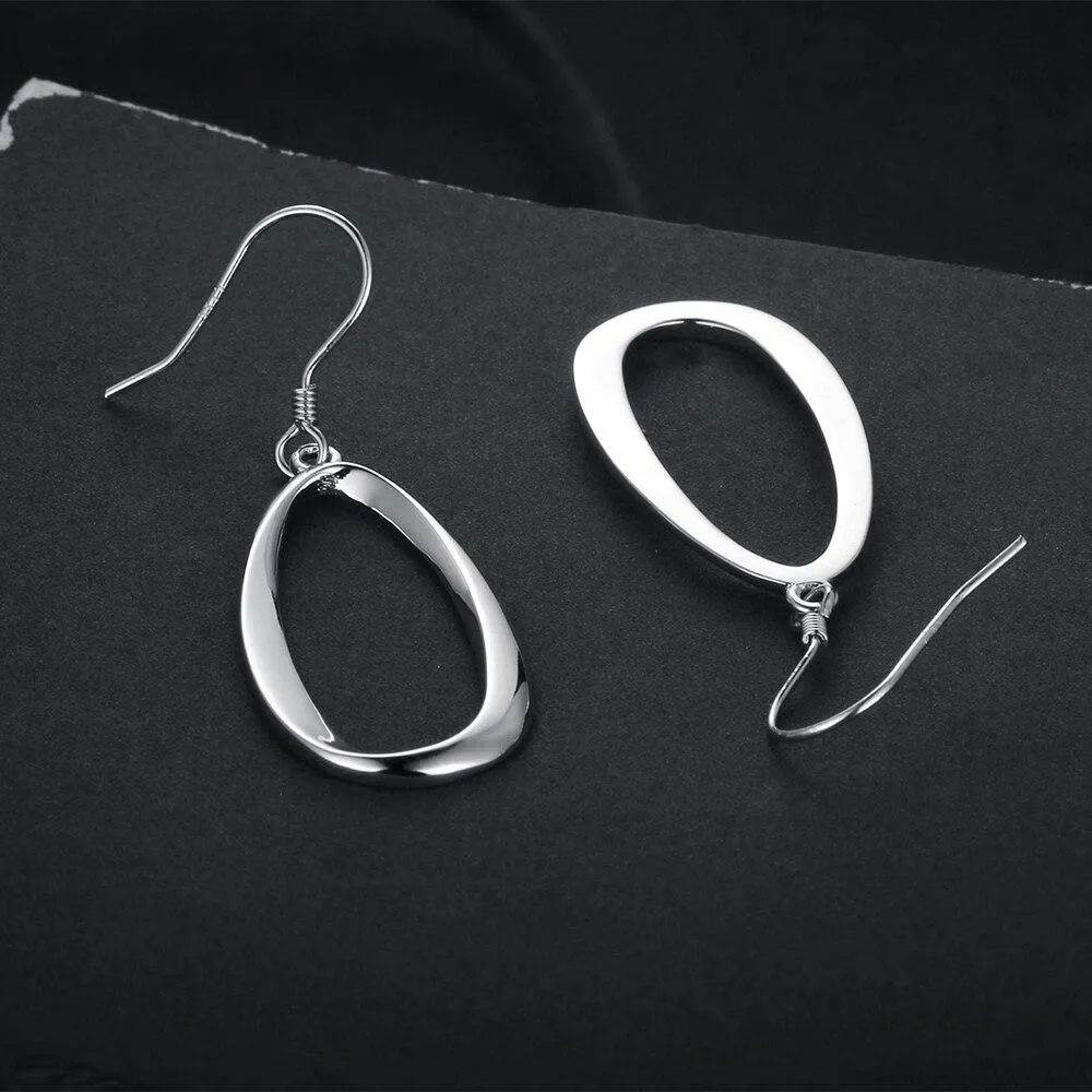 Irregular Elliptical Hollow Exaggerated Drop Earrings For Women 925 Sterling Silver Party Jewelry Gift