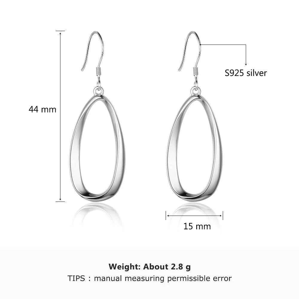 Irregular Elliptical Hollow Exaggerated Drop Earrings For Women 925 Sterling Silver Party Jewelry Gift