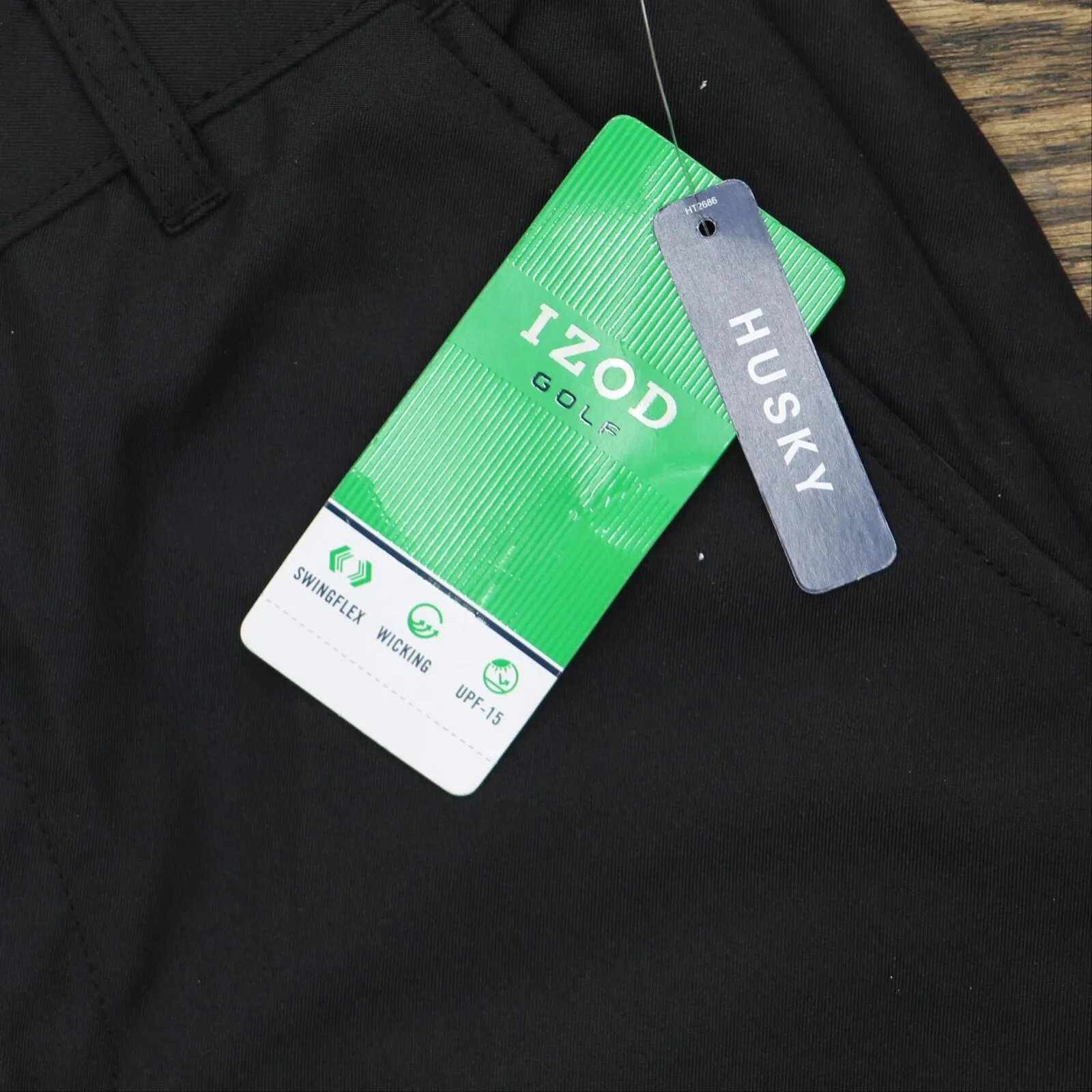 Izod Boys' Golf Swingflex Stretch Straight Fit Shorts Blackout Black 10 Husky