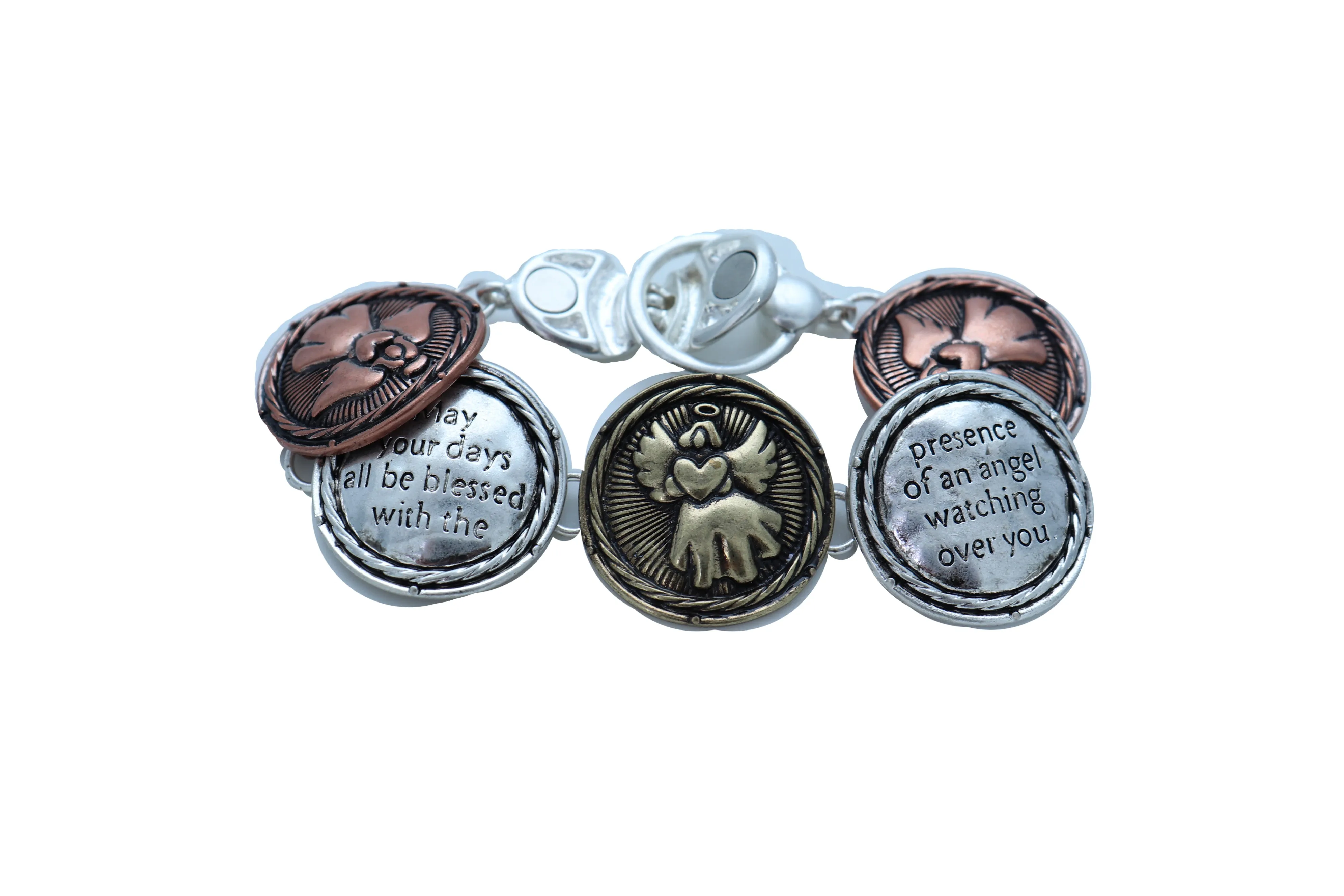 Jewelry Bracelet Silver Metal Angel Charms Protection Bless Prayer Weekend