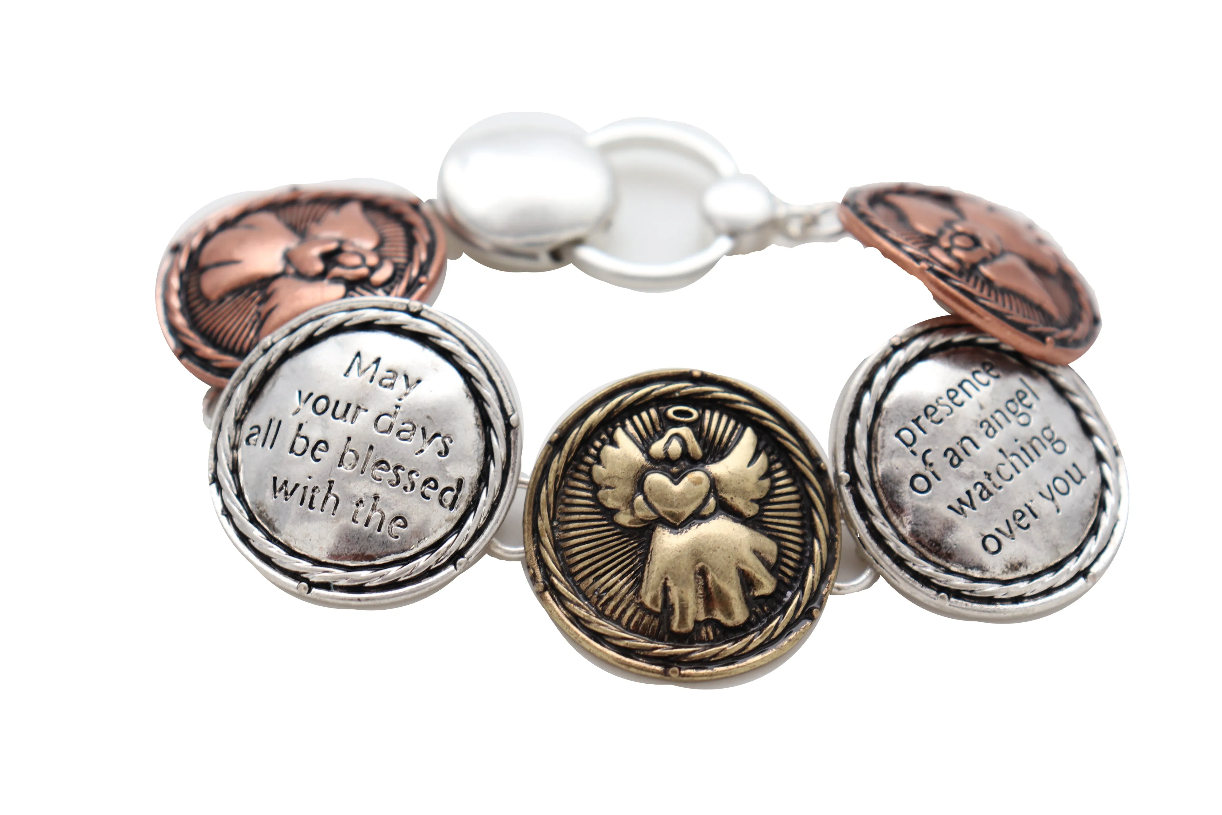 Jewelry Bracelet Silver Metal Angel Charms Protection Bless Prayer Weekend