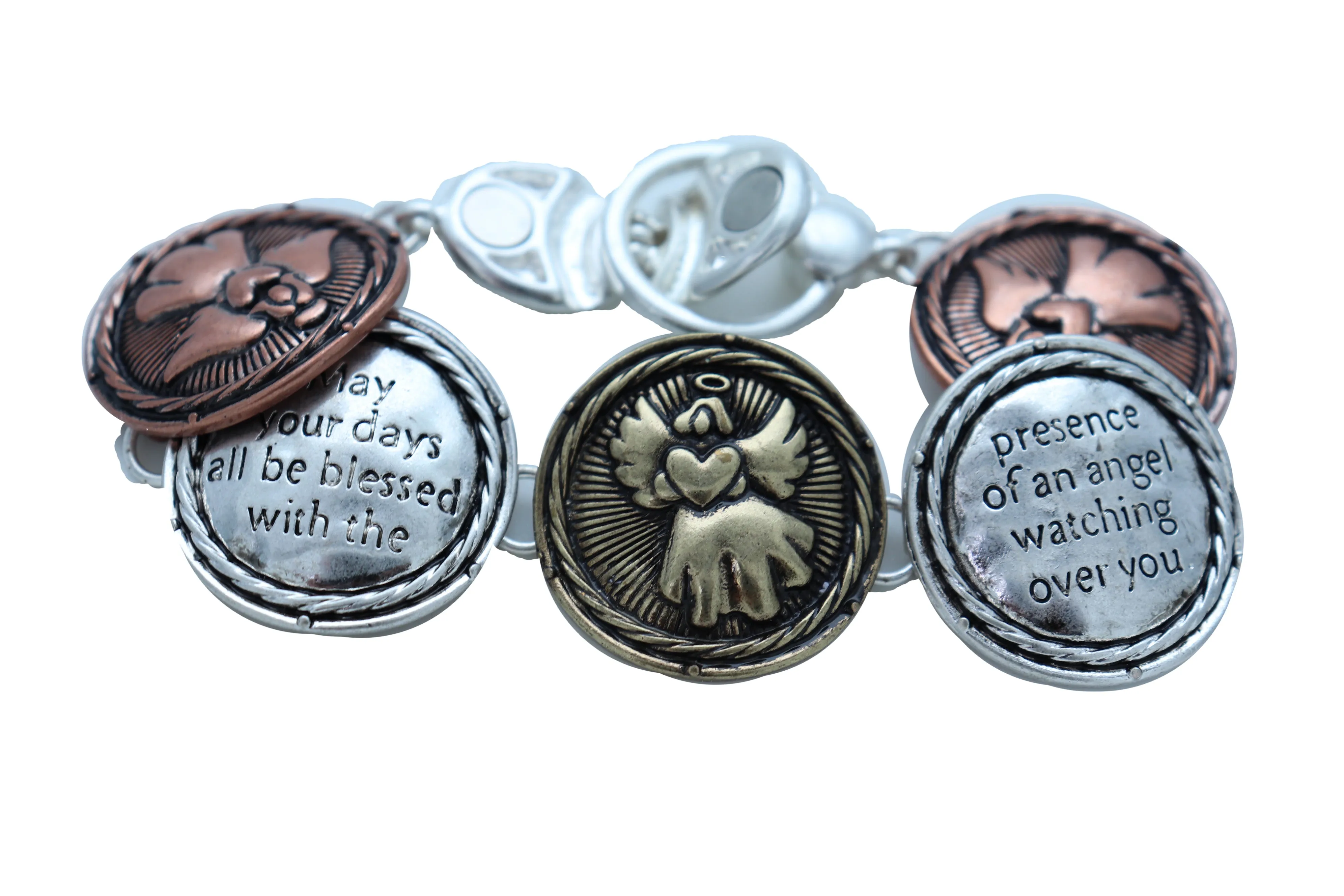 Jewelry Bracelet Silver Metal Angel Charms Protection Bless Prayer Weekend