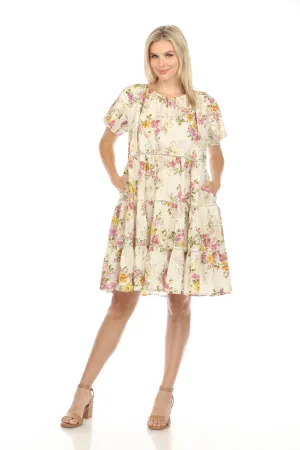 Johnny Was Jade Magnolia Tiered Floral Mini Dress Boho Chic L35223