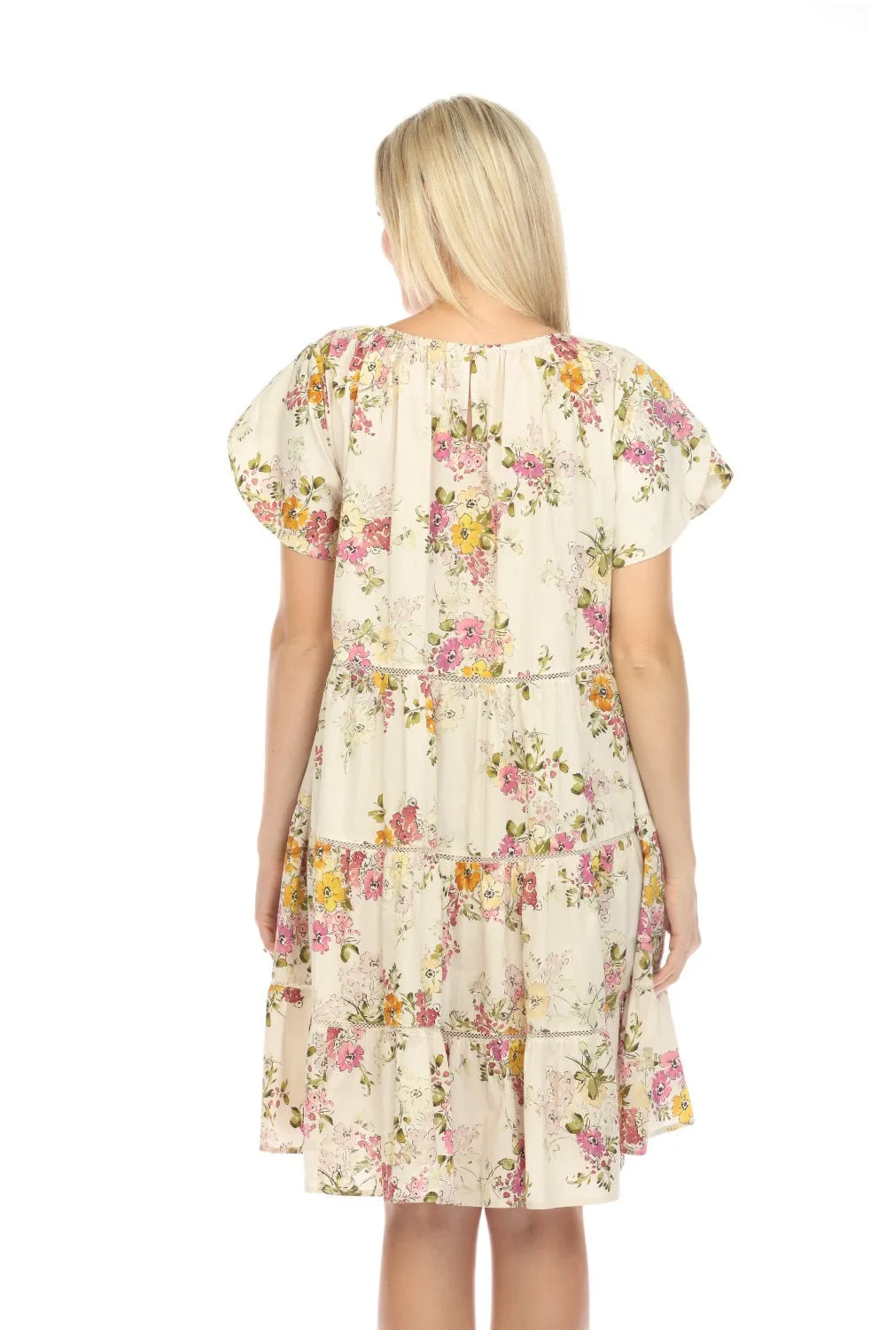 Johnny Was Jade Magnolia Tiered Floral Mini Dress Boho Chic L35223