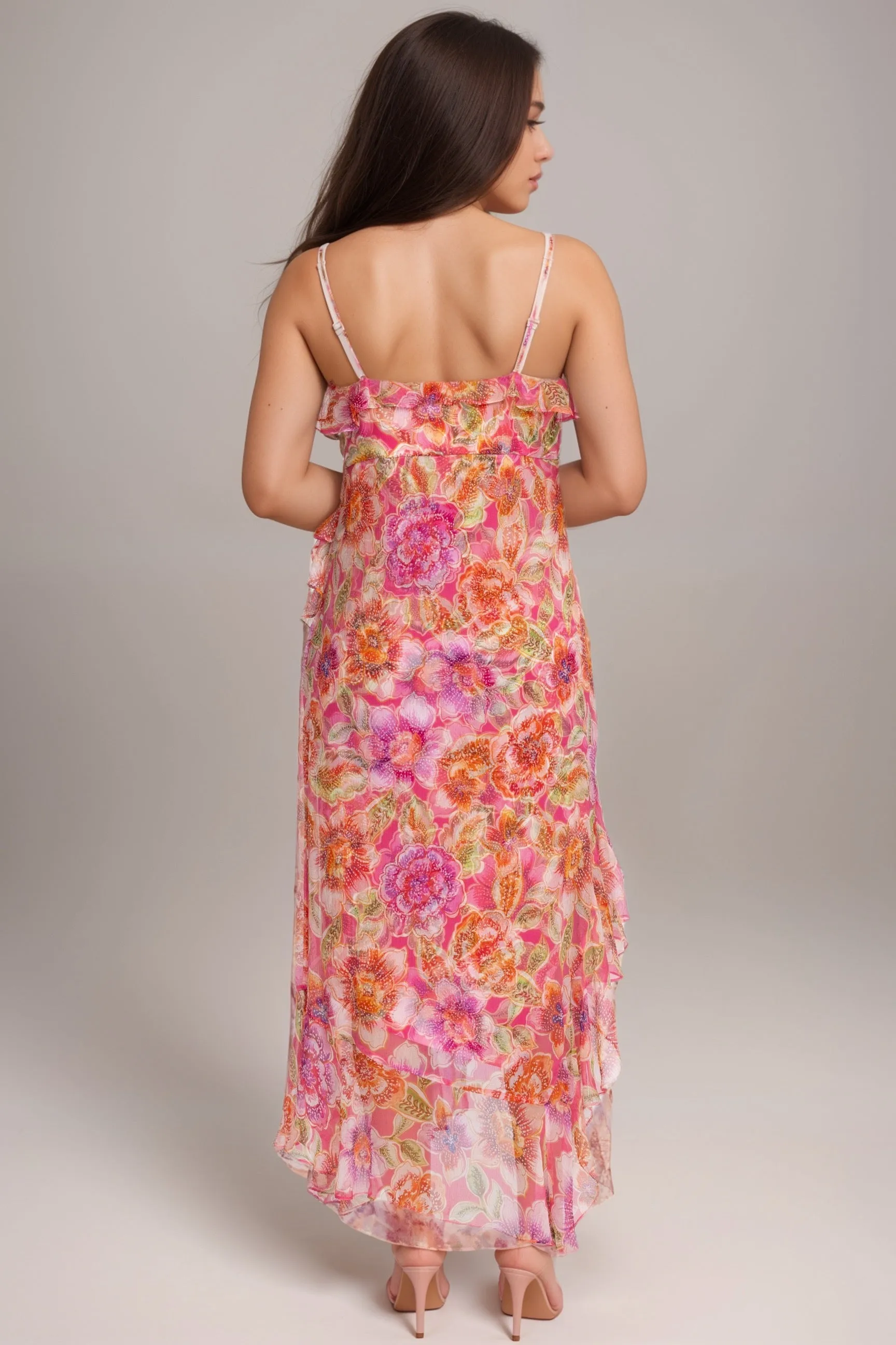 Johnny Was Jade Pink Katella Floral Silk Midi Dress L36924