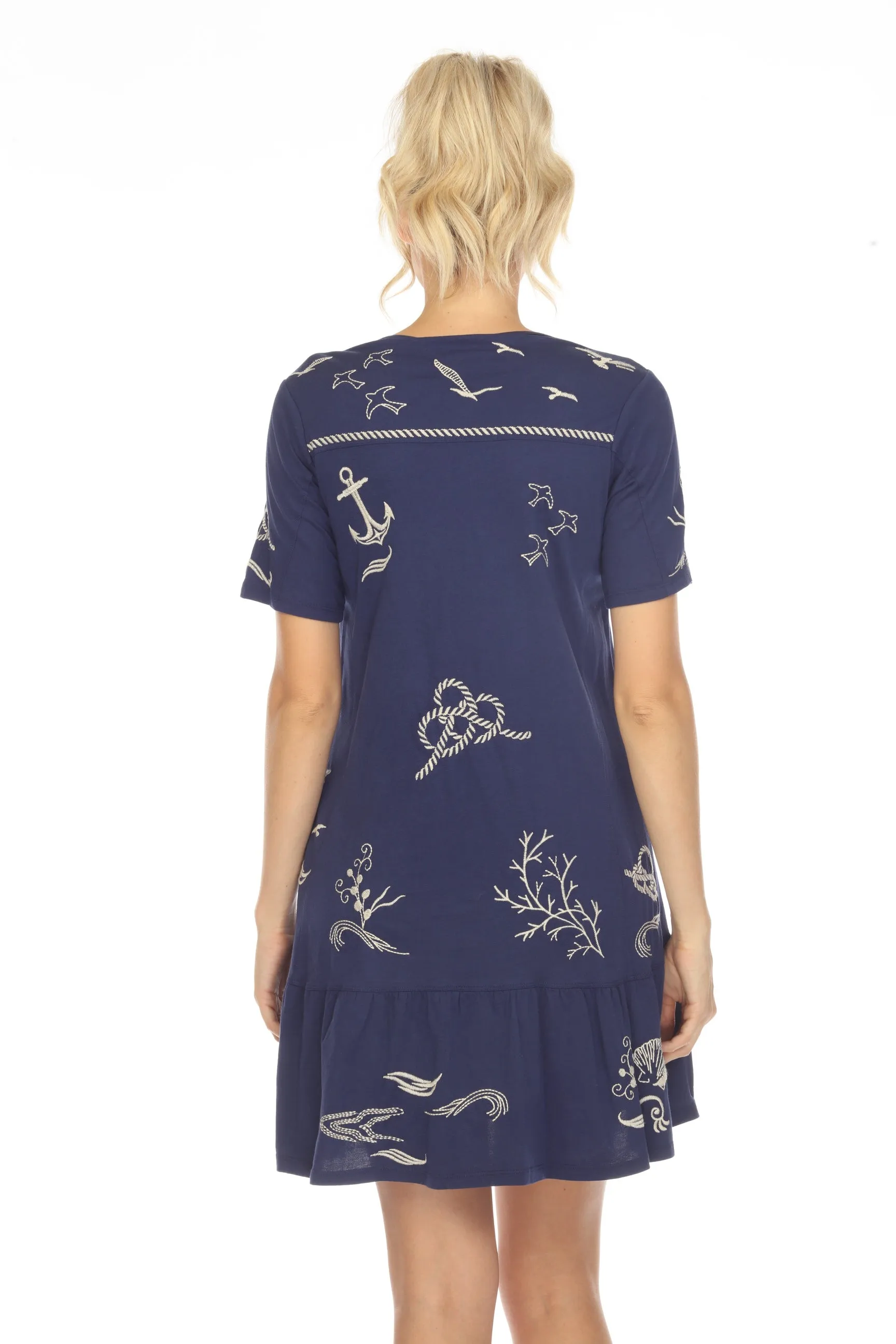 Johnny Was JWLA Selah Short Sleeve Button Front Knit Dress Boho Chic J37923