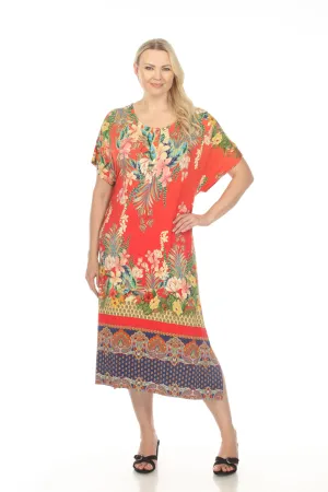 Johnny Was Rapsodia Floral Maxi Henley Dress T33023 Boho Chic