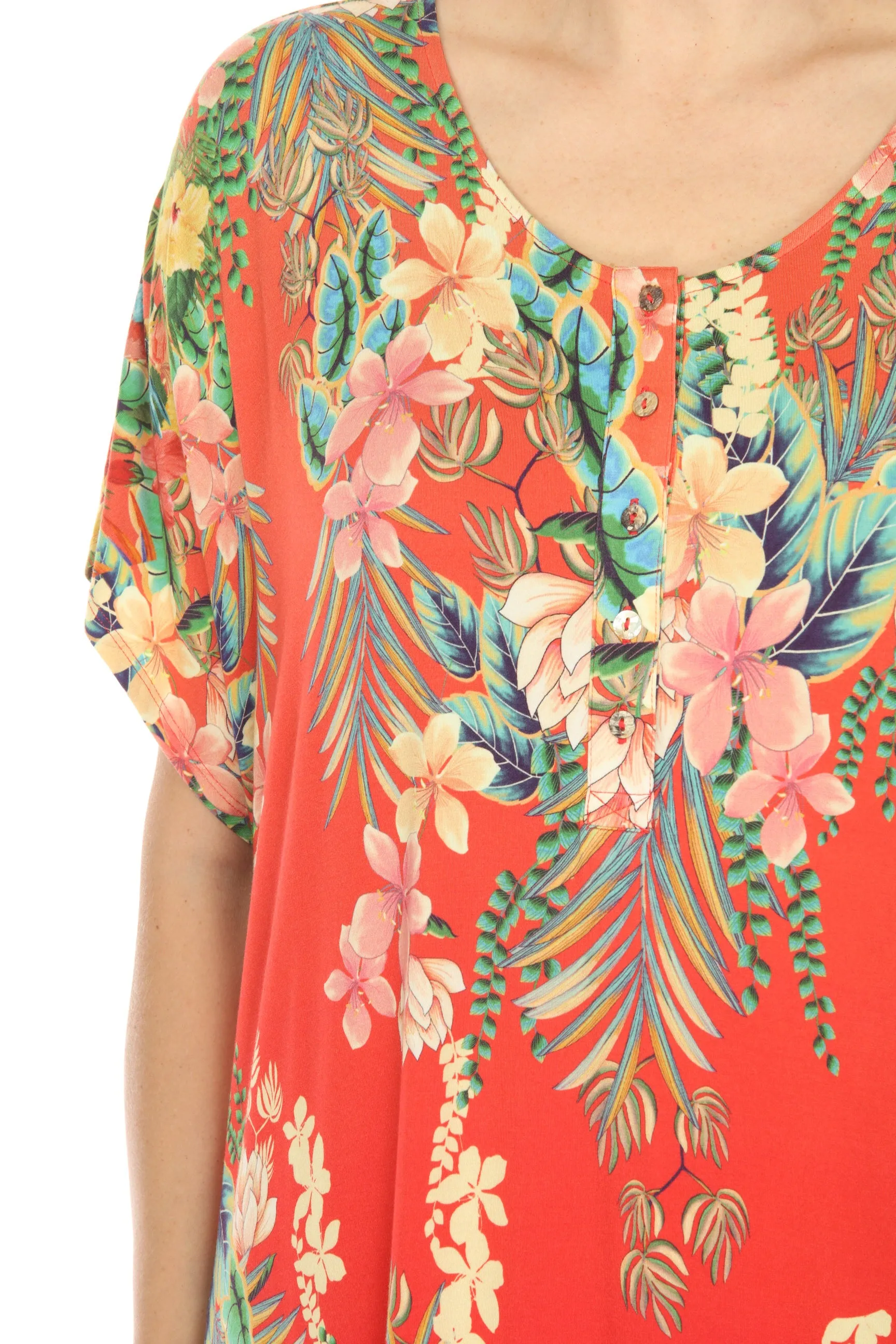 Johnny Was Rapsodia Floral Maxi Henley Dress T33023 Boho Chic