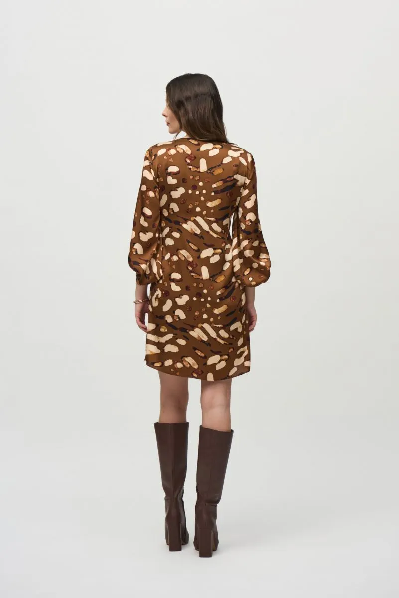 Joseph Ribkoff Beige/Multi Animal Print Satin Shift Dress 244185