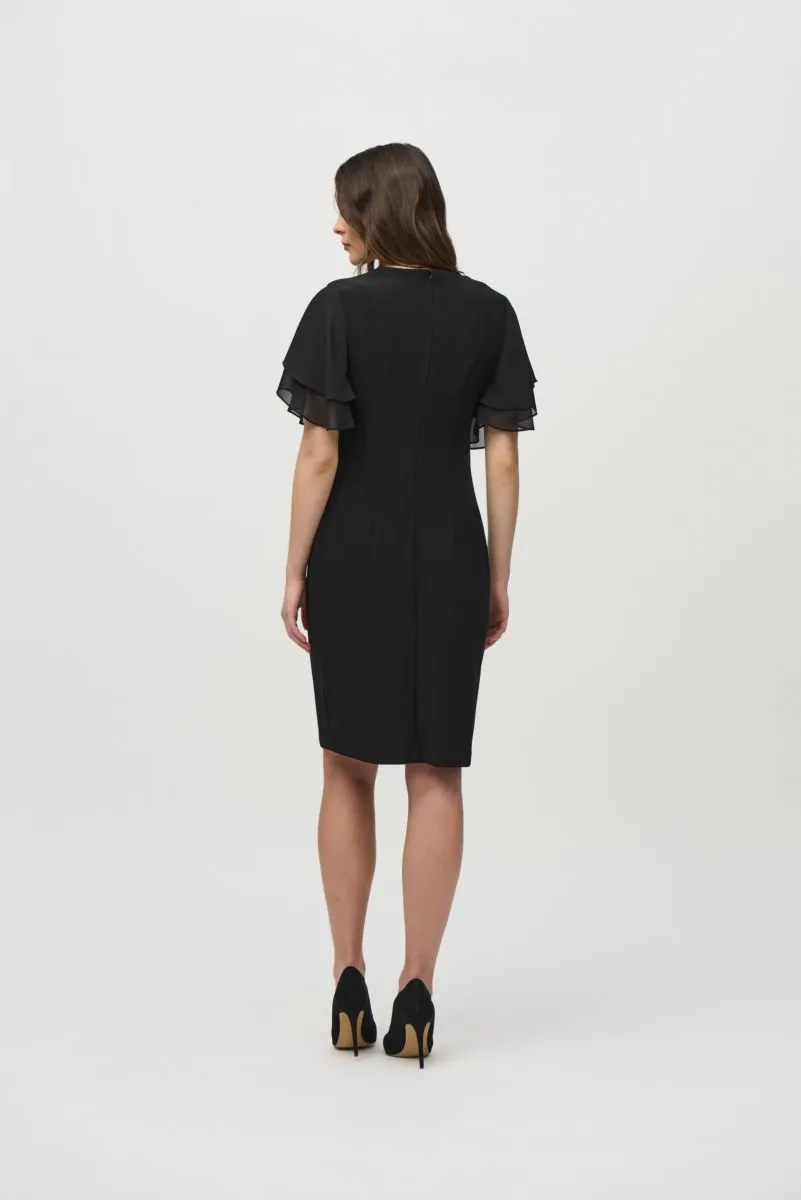 Joseph Ribkoff Black Double-Breasted Faux Wrap Dress 244126